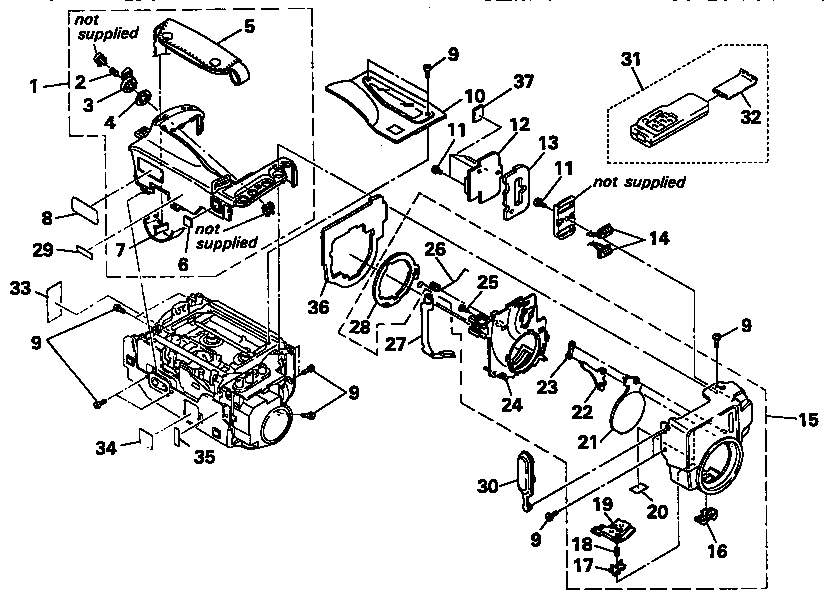 Sony CCD-TR91 cabinet left and front diagram
