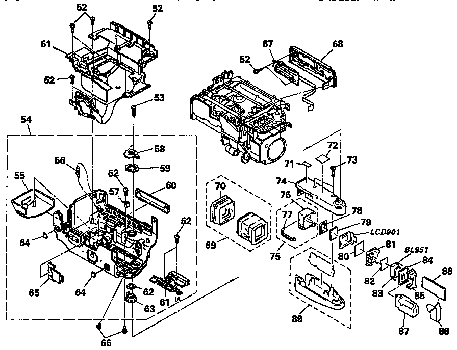 Sony CCD-TR91 cabinet right and evf diagram
