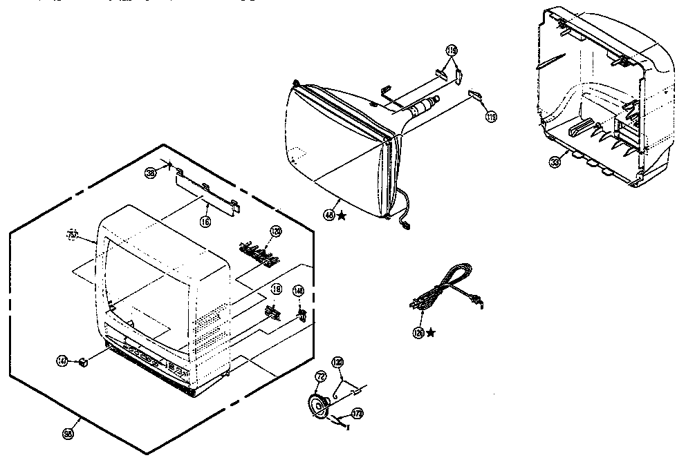 RCA T13000BK cabinet diagram