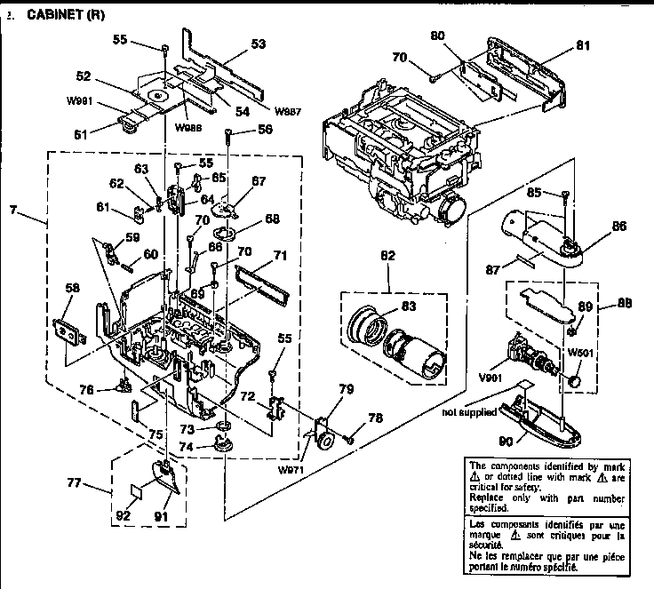 Sony CCD-TR61 right cabinet diagram