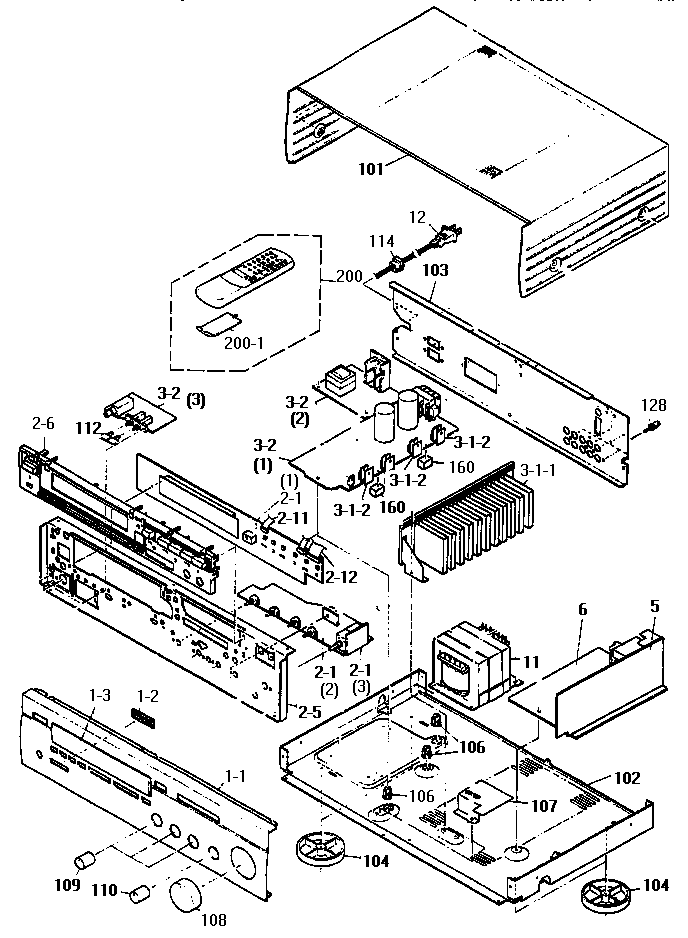 Yamaha RX385 cabinet & front panel diagram
