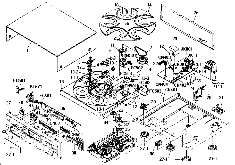 Panasonic SL-PD967 cabinet parts diagram