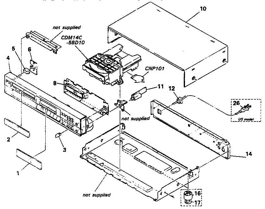 Sony CDP-315 cabinet section diagram