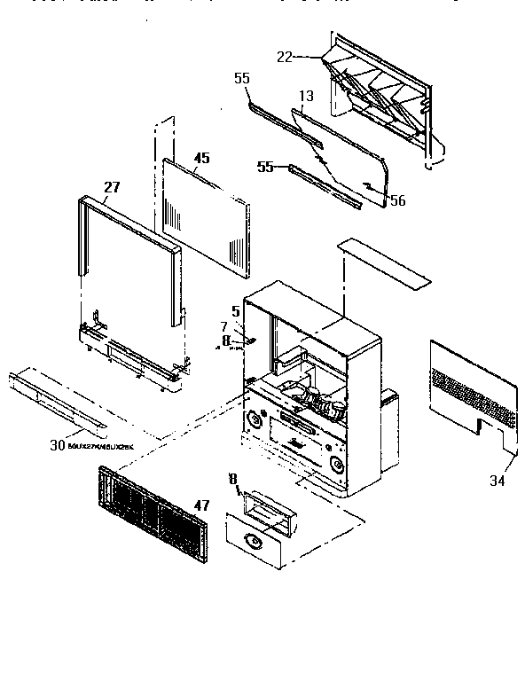 Hitachi 50SX8B cabinet parts diagram