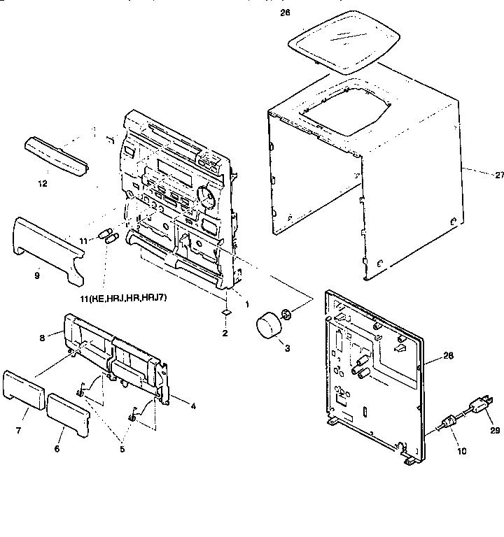 Aiwa NSX-V3000 cabinet parts diagram