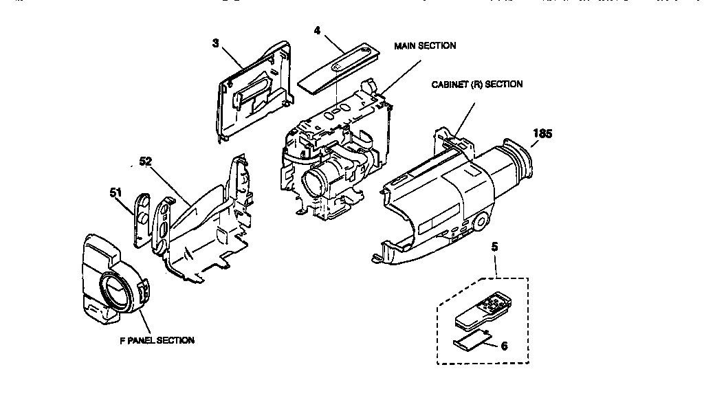 Sony CCD-TR614 cabinet parts diagram