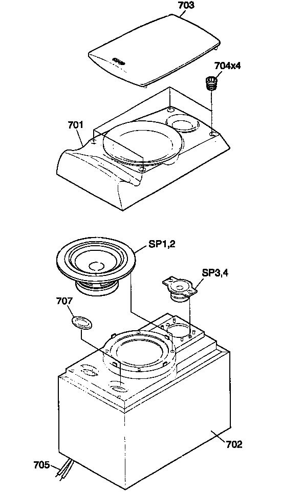 Sharp CDC470 speaker parts diagram