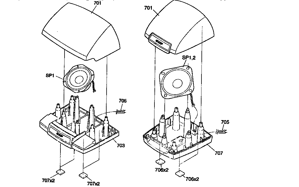 Sharp CDC470 speaker parts diagram