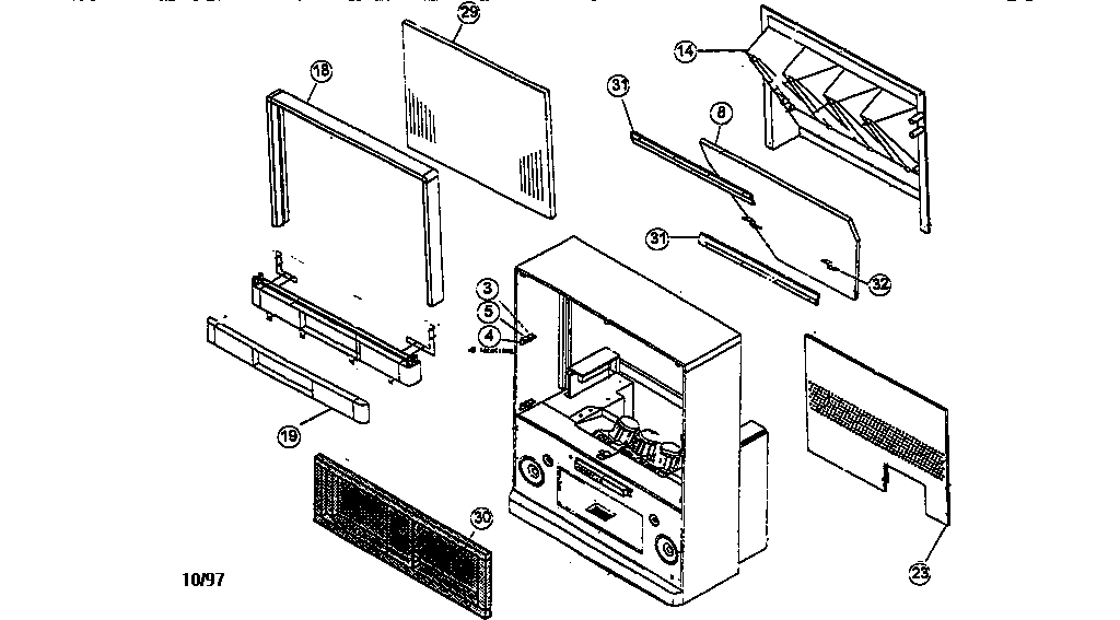 Hitachi 50SBX70B cabinet parts diagram