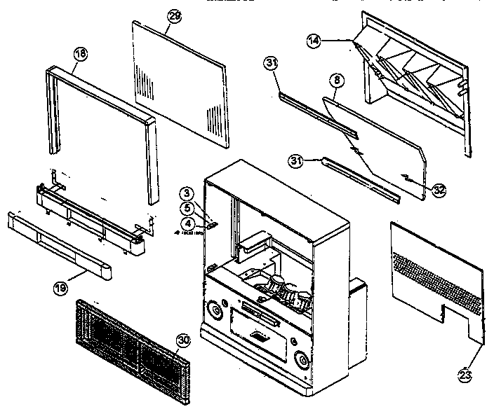 Hitachi 50UX53K cabinet parts diagram