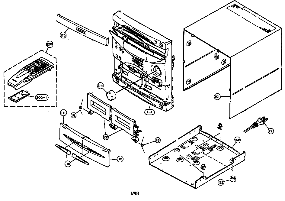 Yamaha GX-700VCD cabinet parts diagram