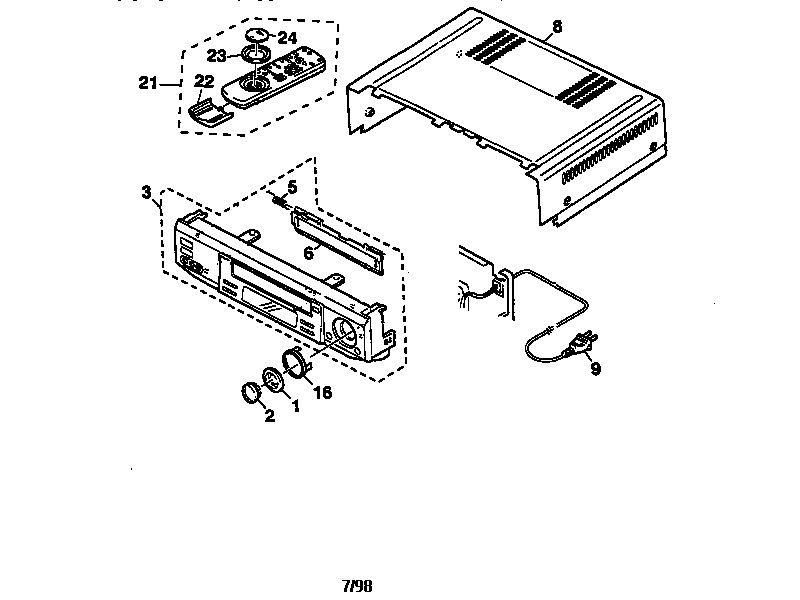 Sony SLV-998HF cabinet parts diagram