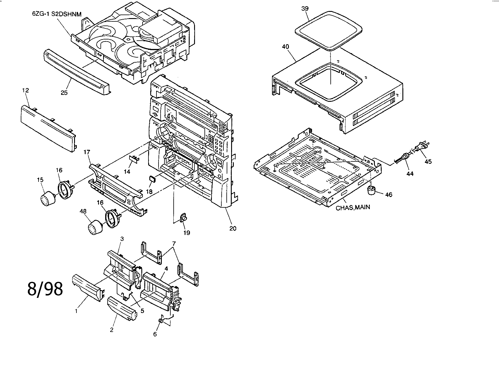 Aiwa ZR774 cabinet parts diagram
