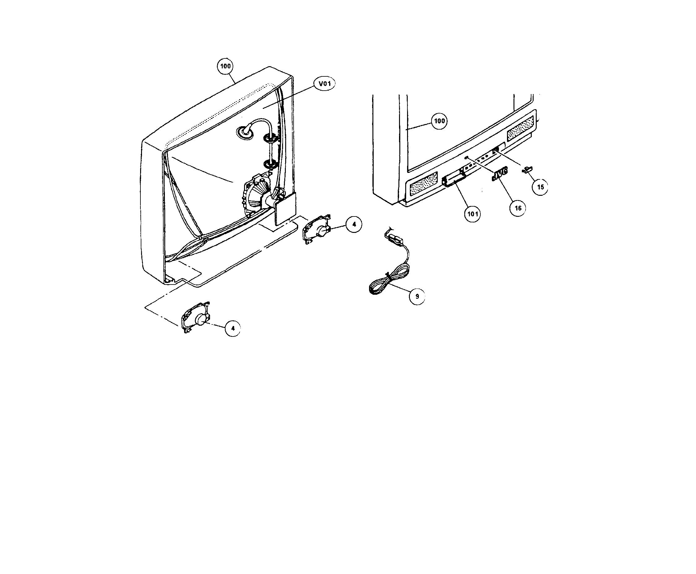 JVC AV-35955 cabinet parts diagram