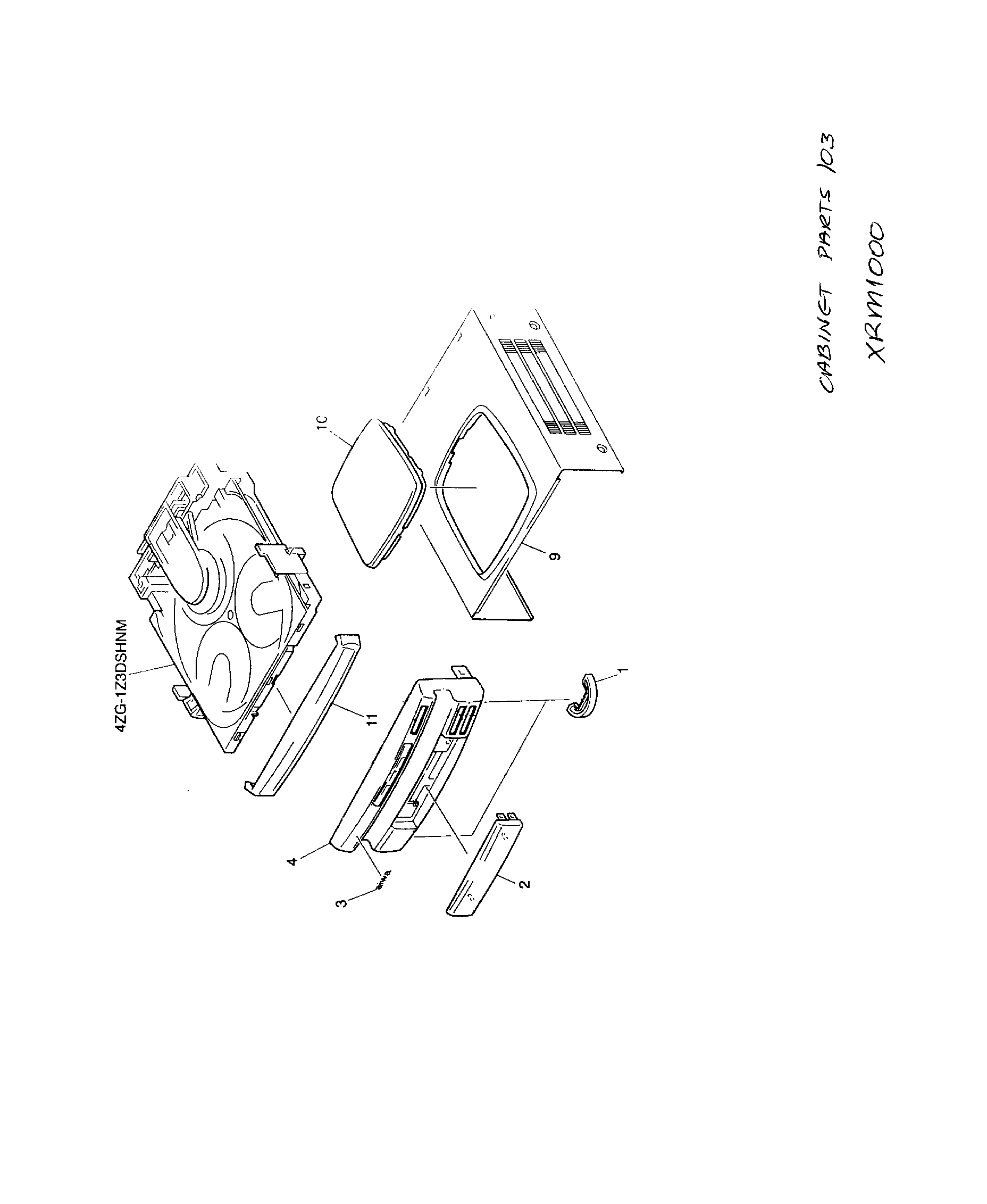 Aiwa XR-M1000 cabinet parts diagram