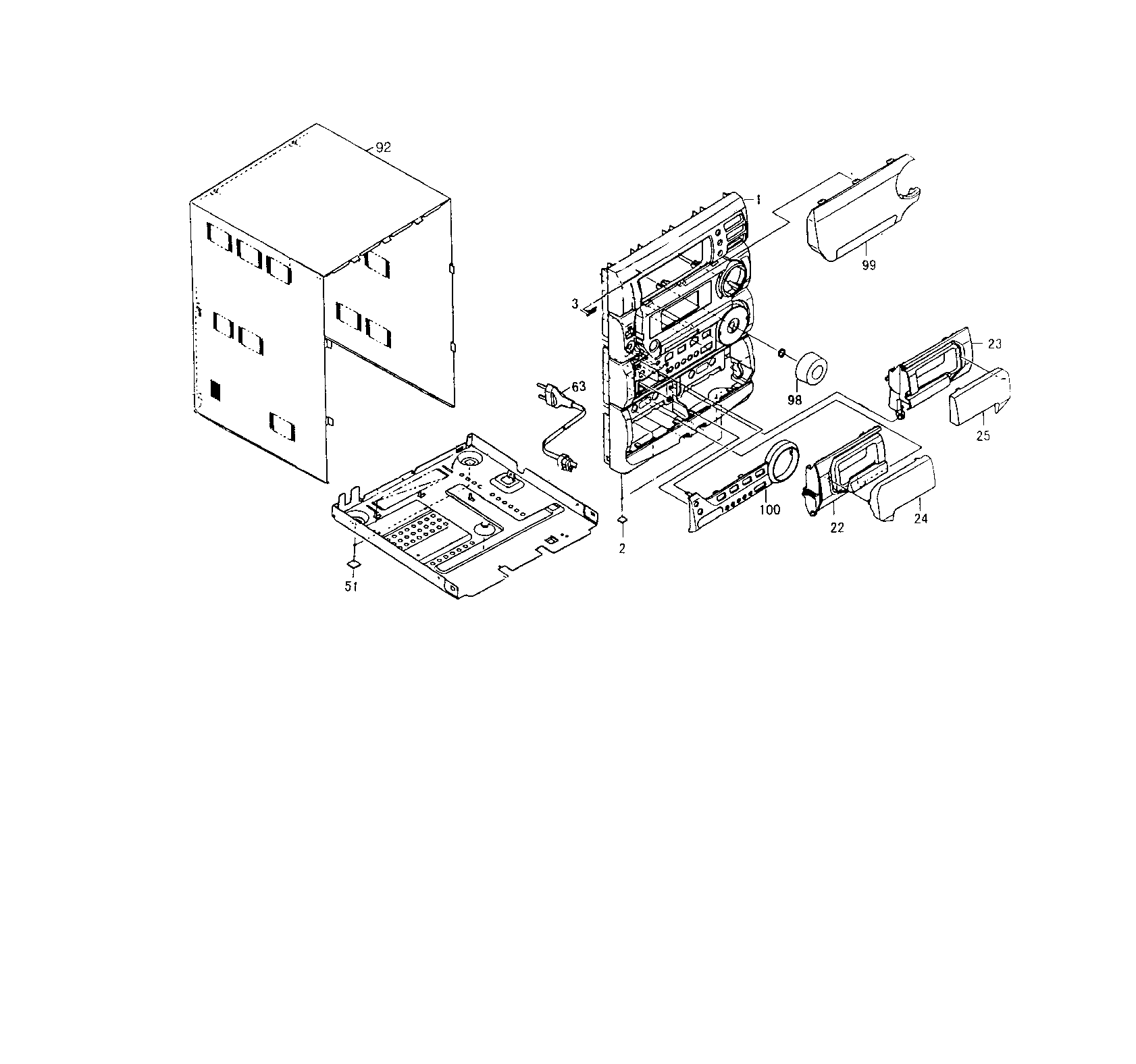 JVC CAD602T cabinet parts diagram