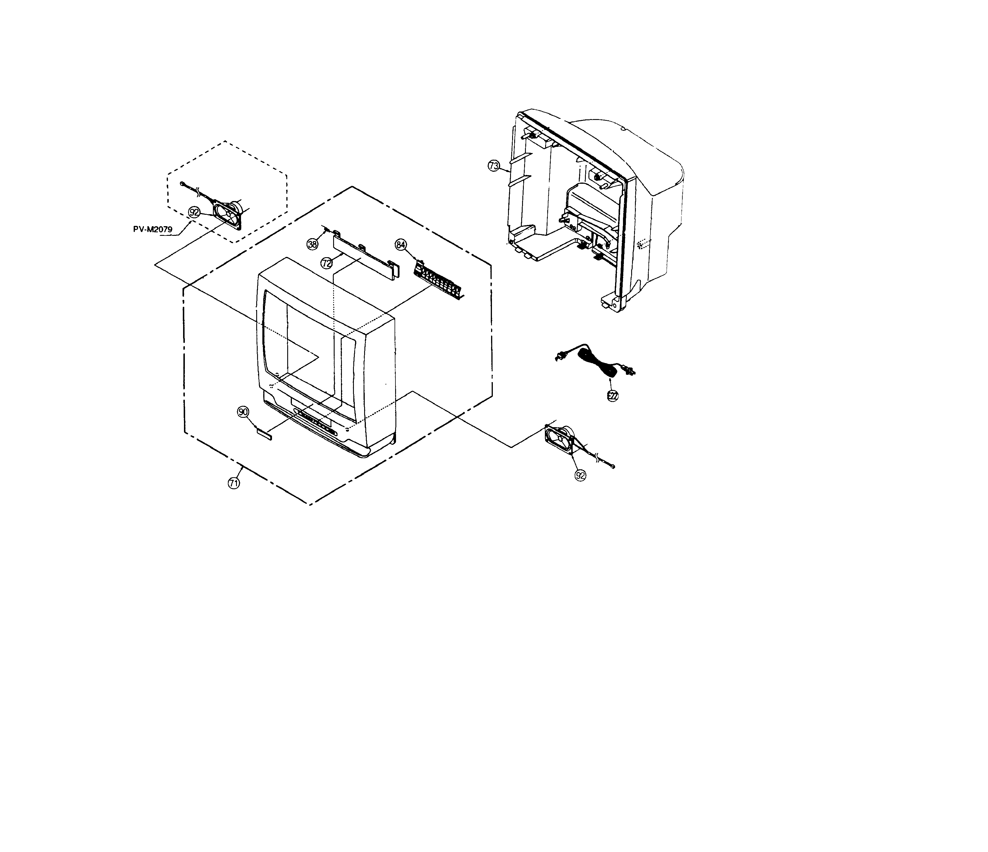 Panasonic PV-M1349-K cabinet parts diagram