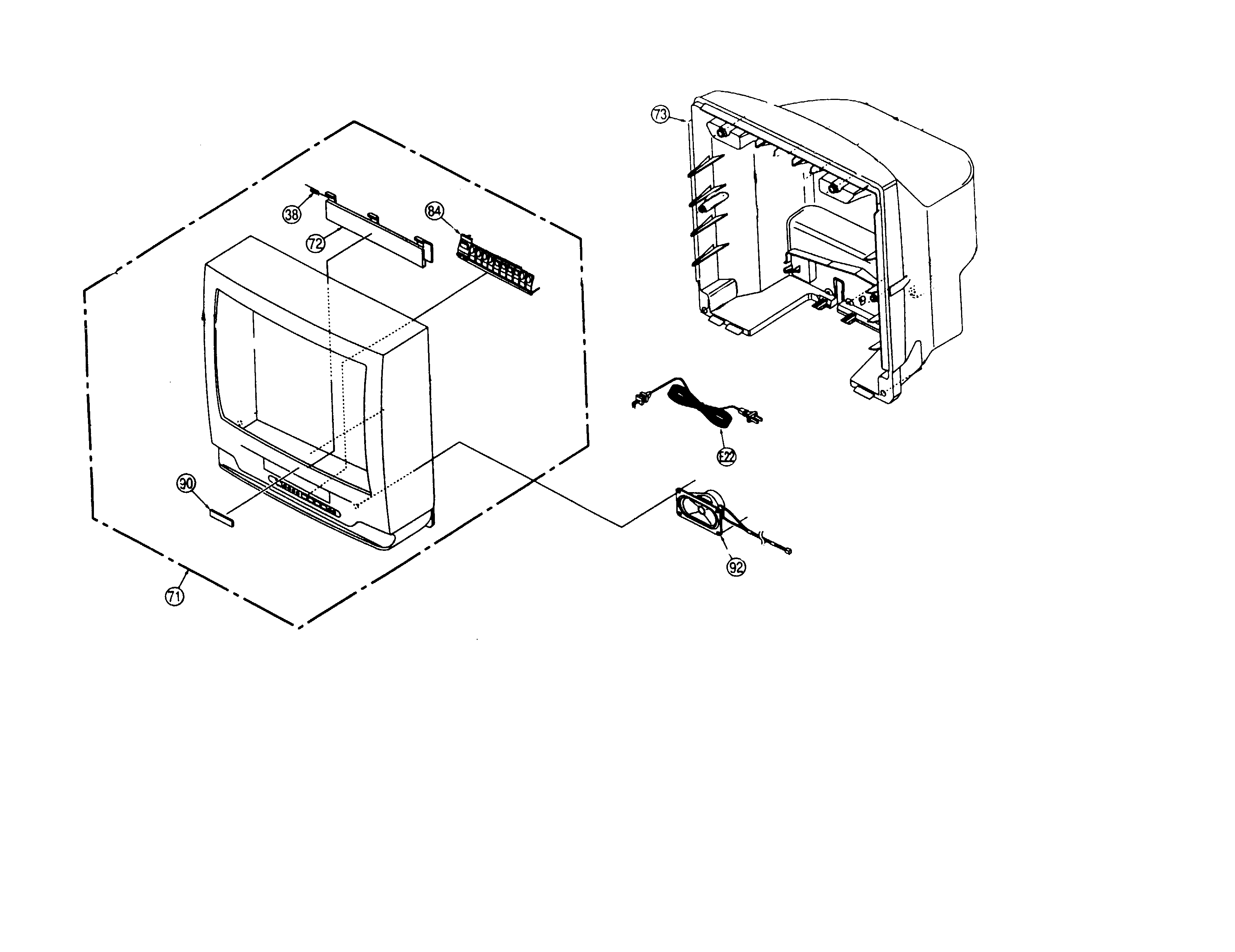 Panasonic PV-M2559-K cabinet parts diagram