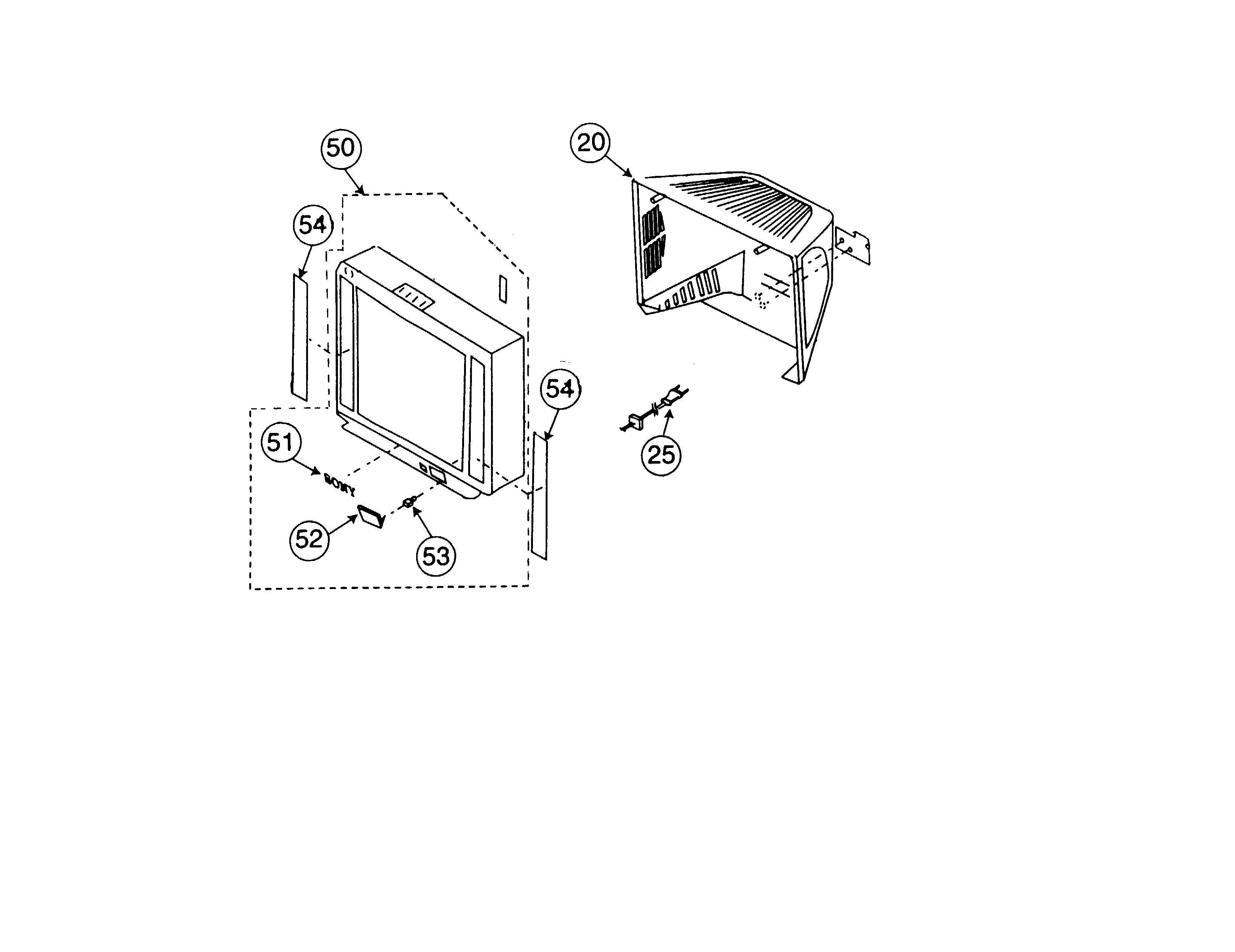 Sony KV-32XBR200 cabinet assy diagram