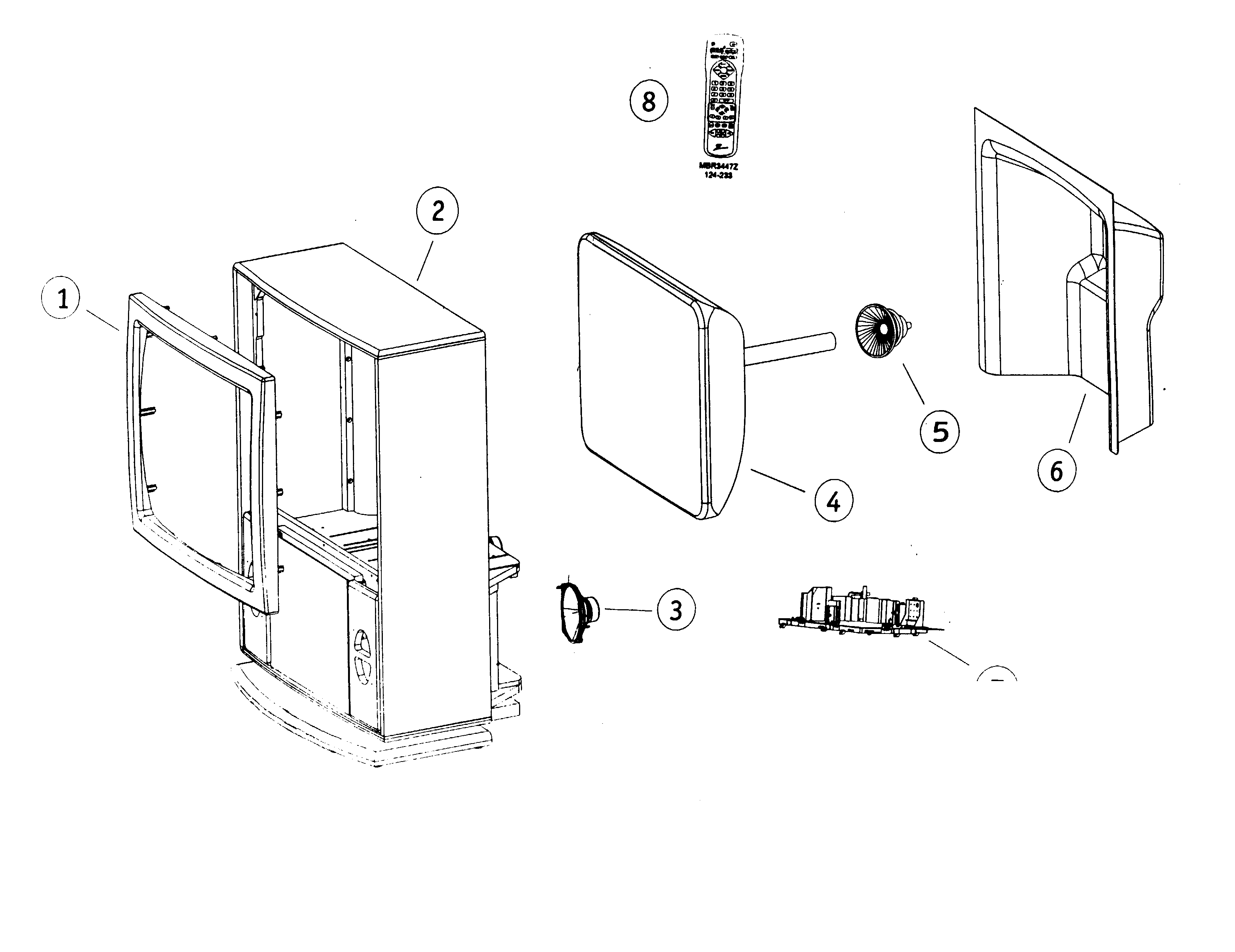 Zenith B27A76R cabinet parts diagram