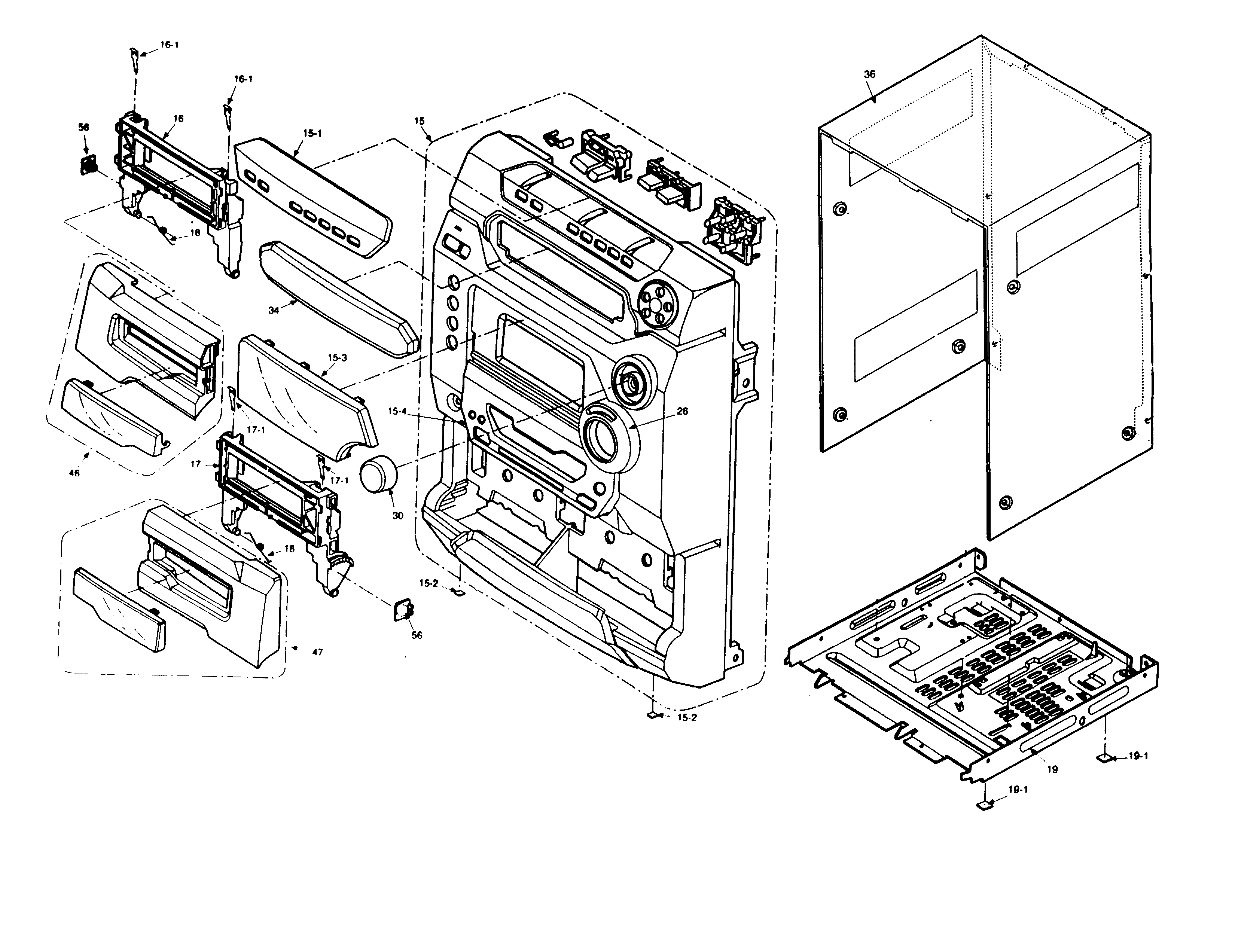 Panasonic SA-AK47 cabinet parts diagram