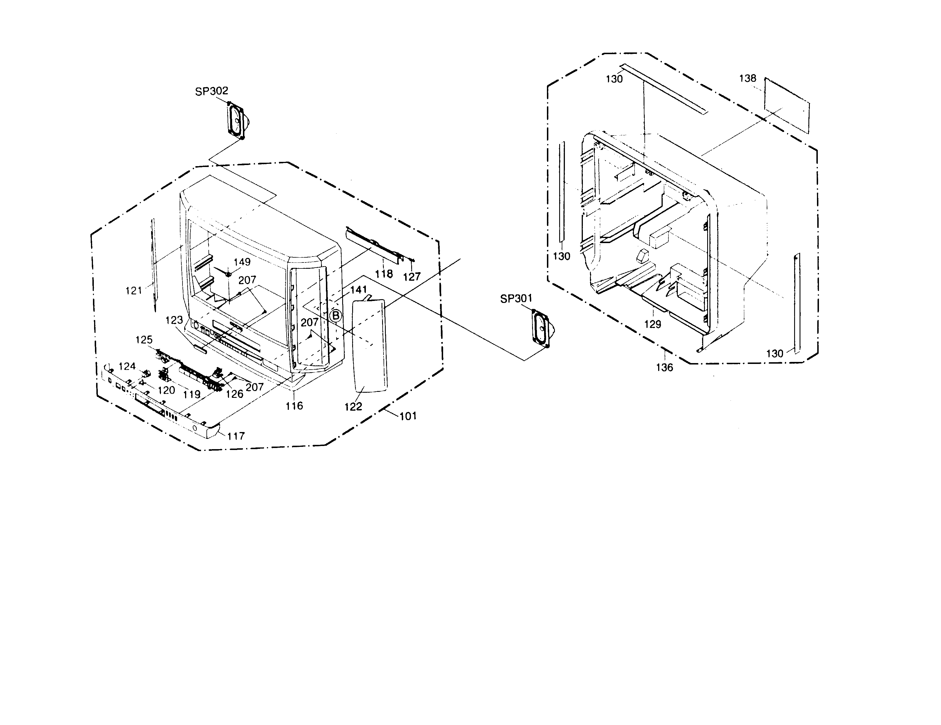 Aiwa VX-S205 cabinet parts diagram