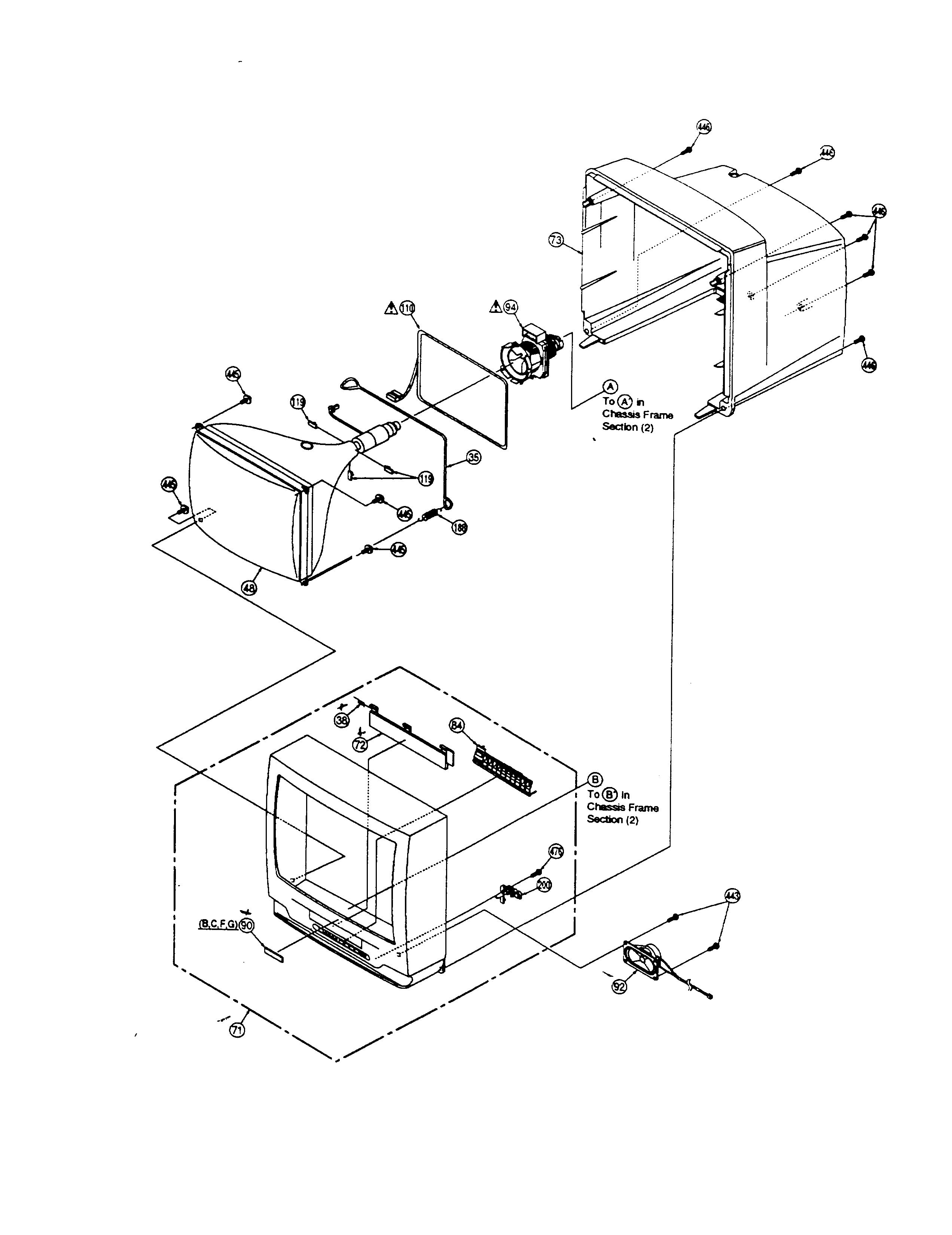 Panasonic VV-1300 cabinet parts diagram