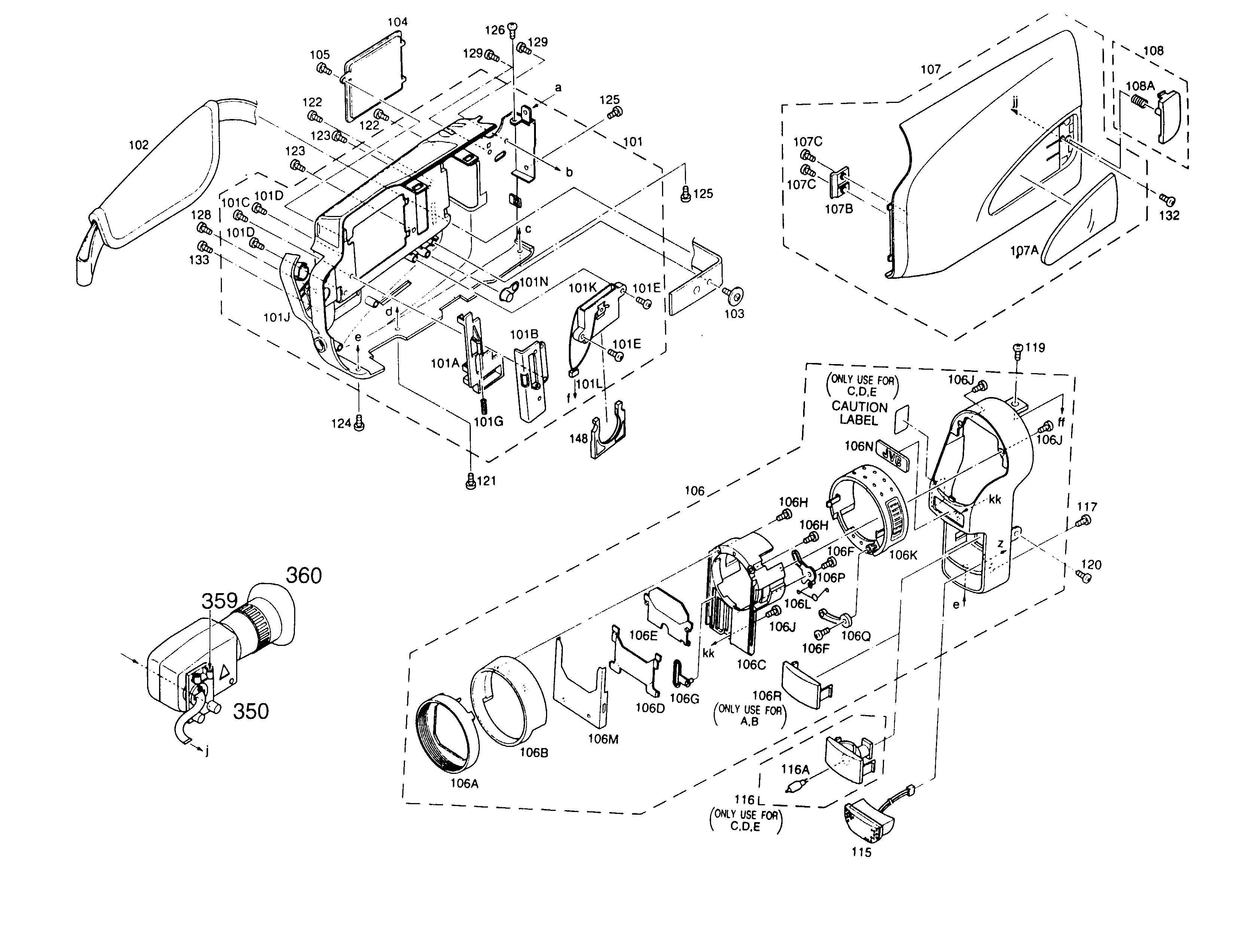 JVC GR-SX850U cabinet parts diagram