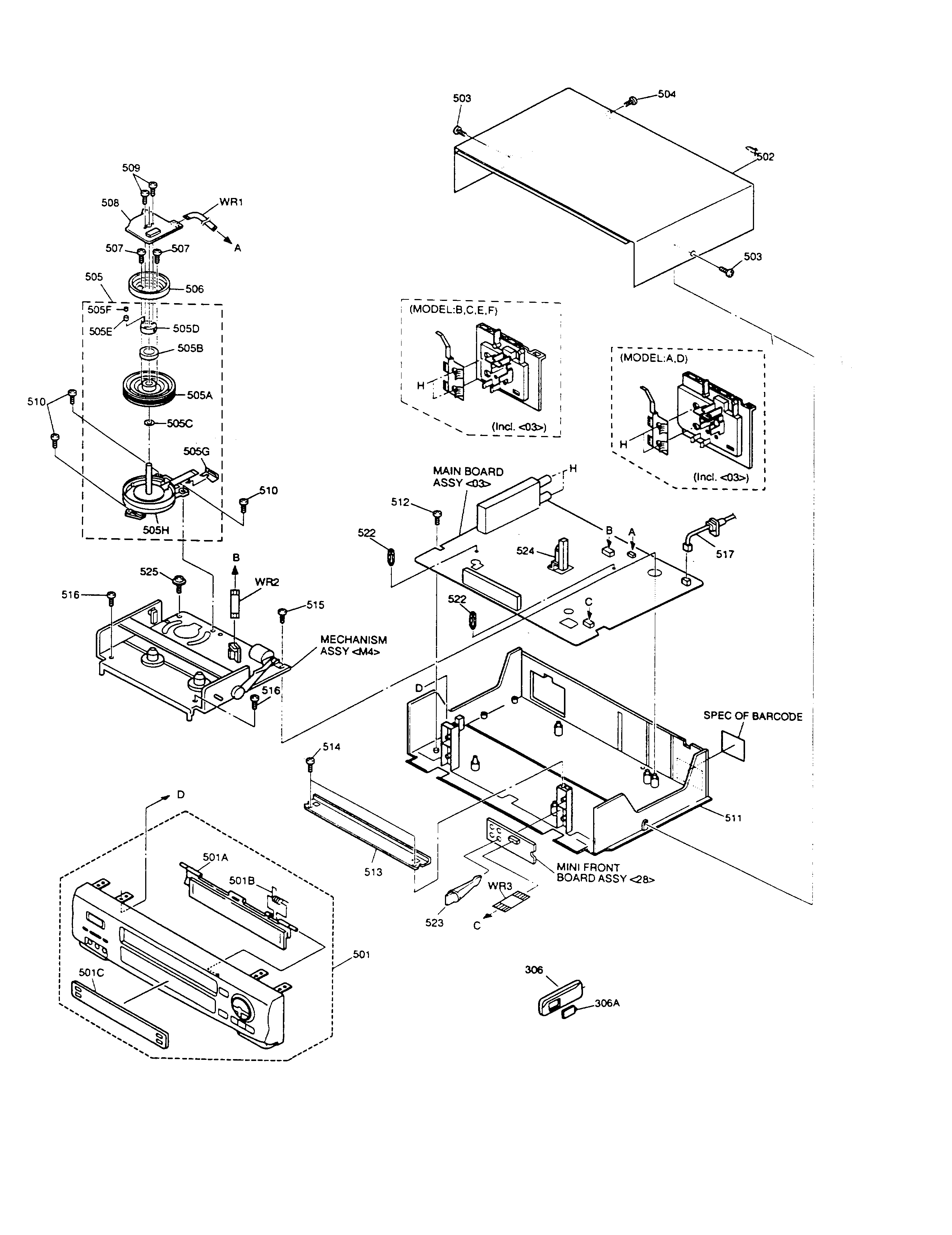 JVC HR-VP58U cabinet parts diagram