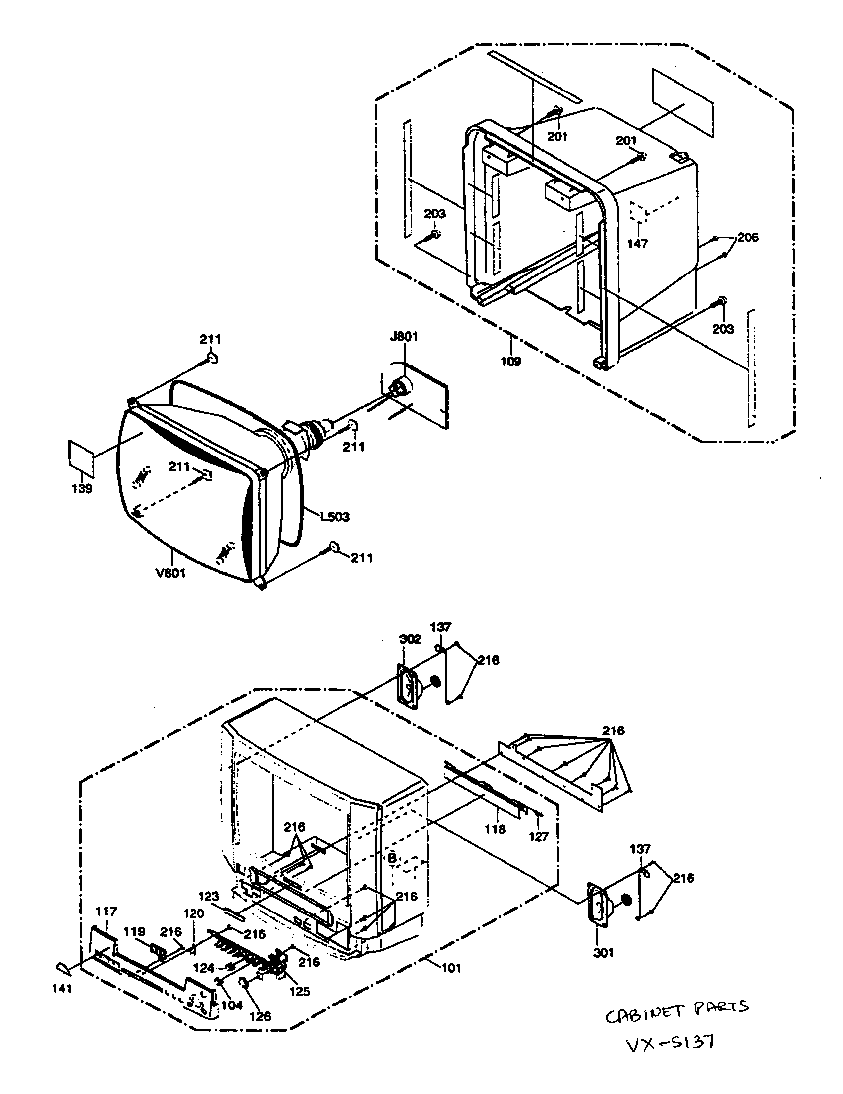 Aiwa VX-S137 cabinet parts diagram