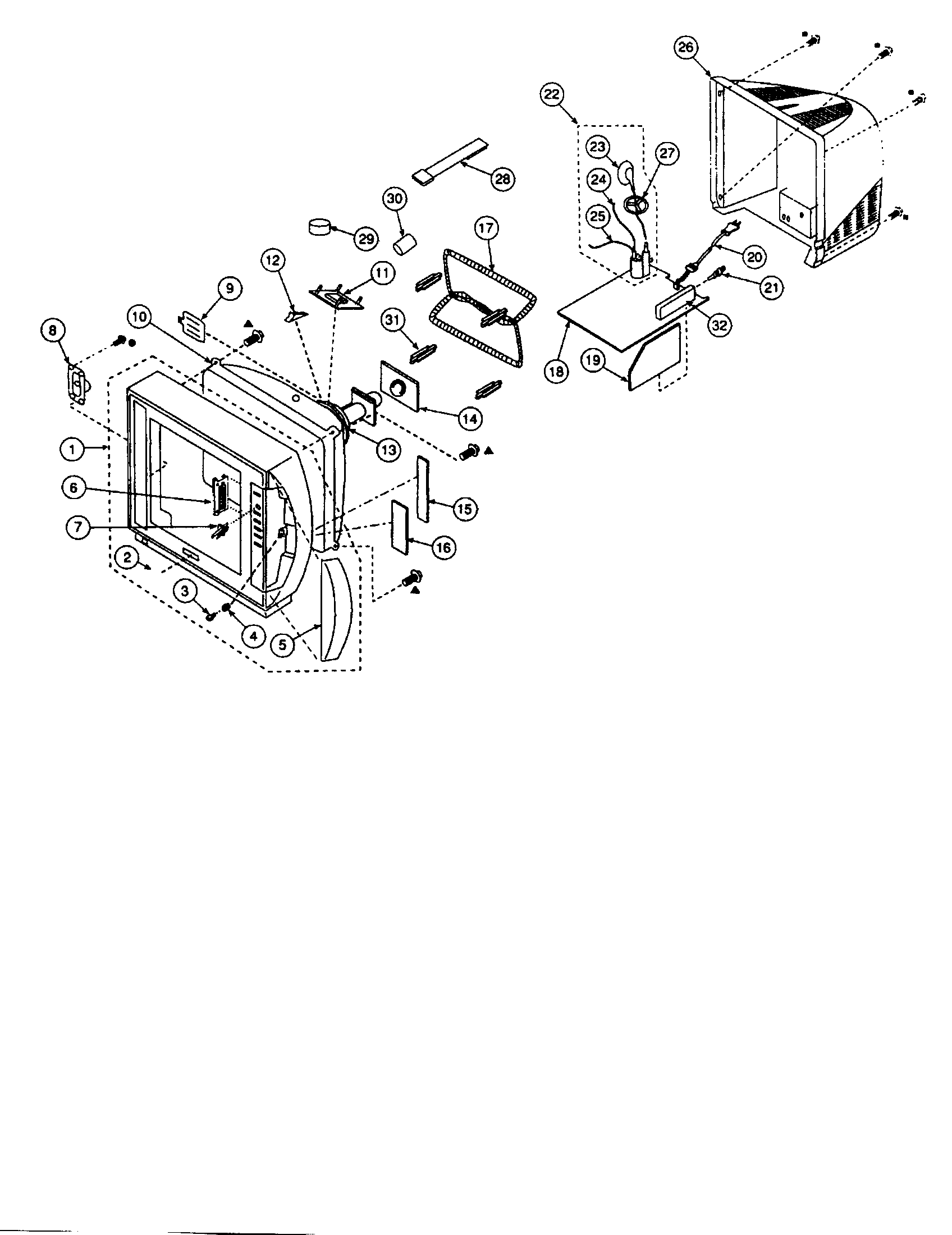Sony KV-13FM14 cabinet parts diagram