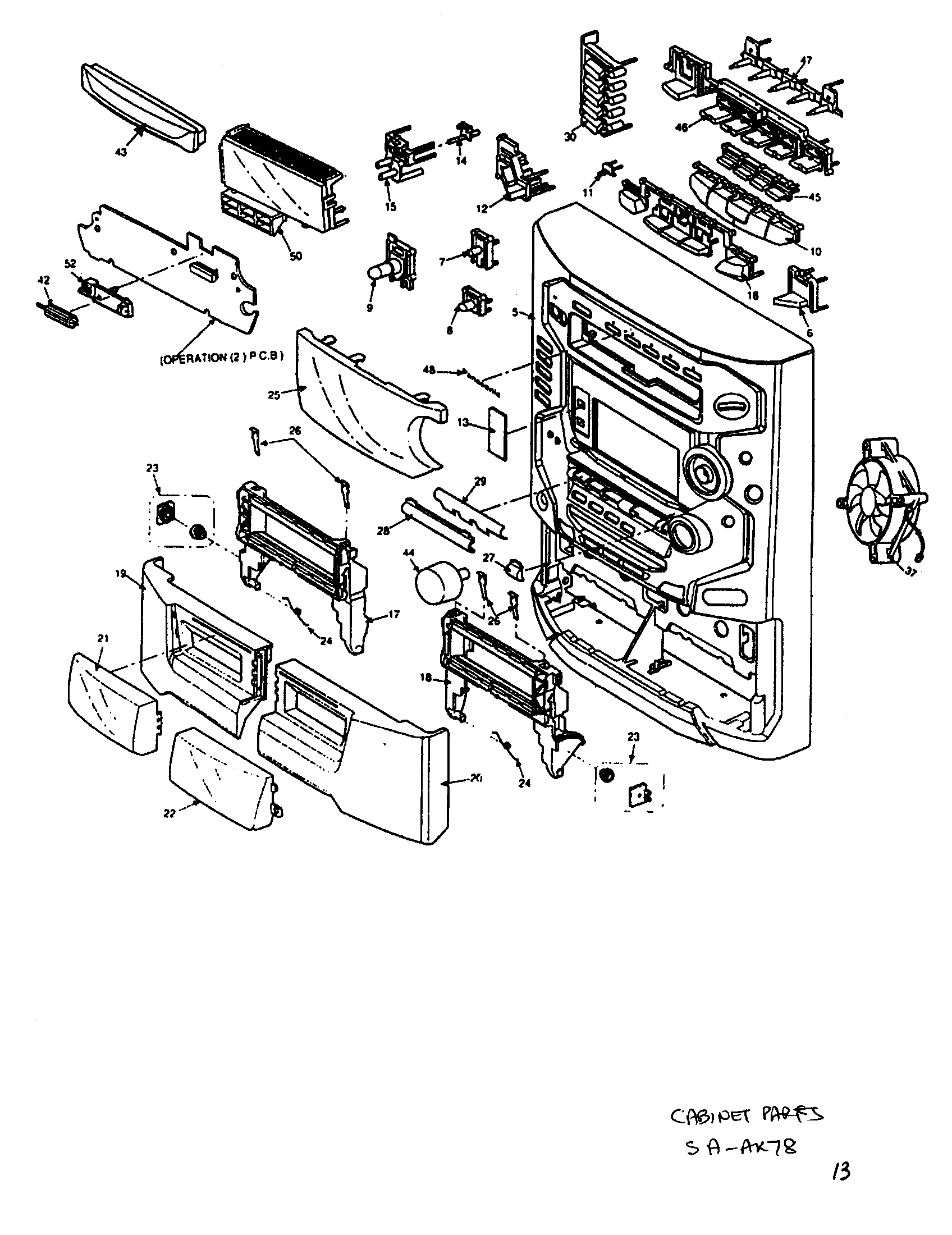Panasonic SA-AK78 cabinet parts diagram