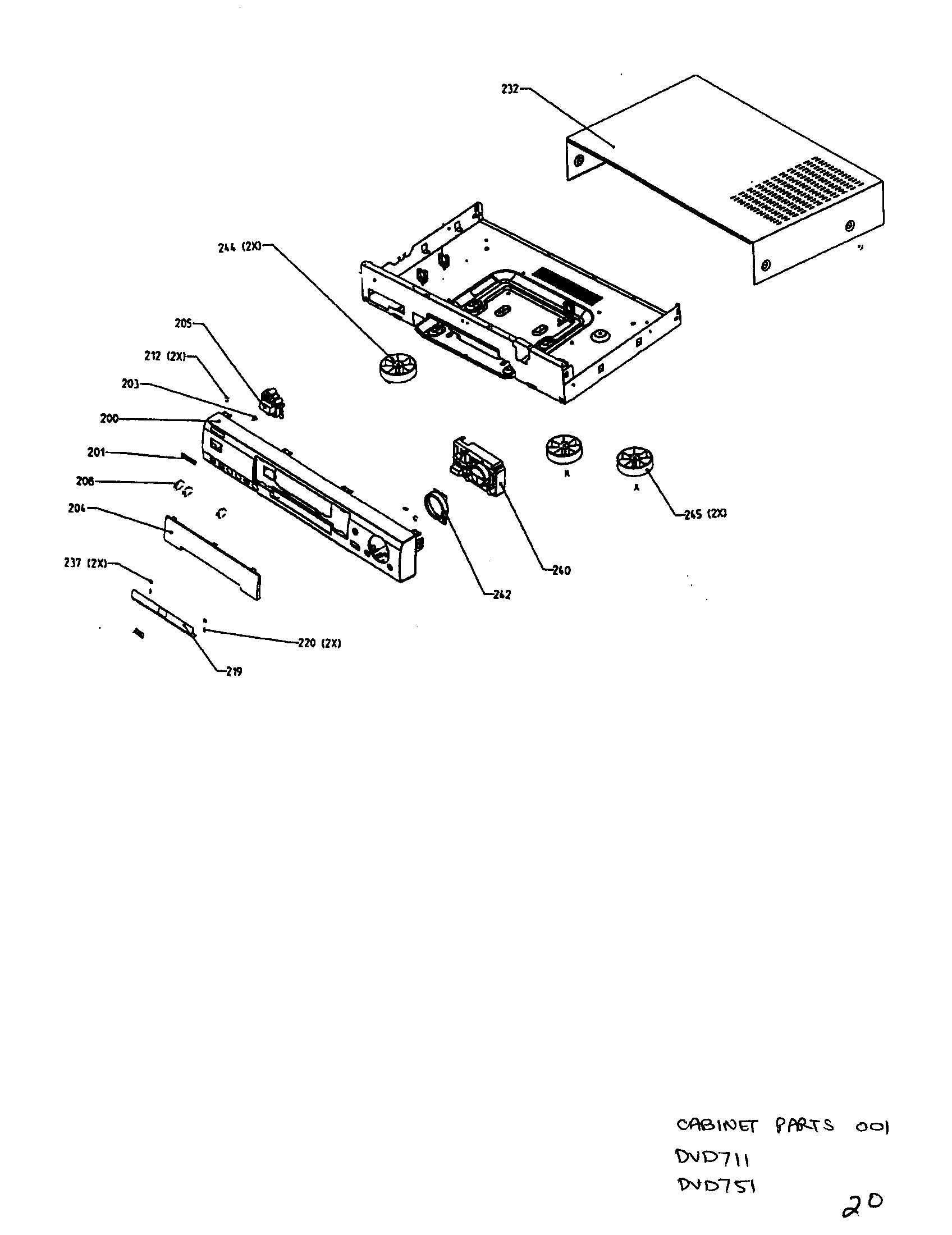 Magnavox DVD751 cabinet parts diagram