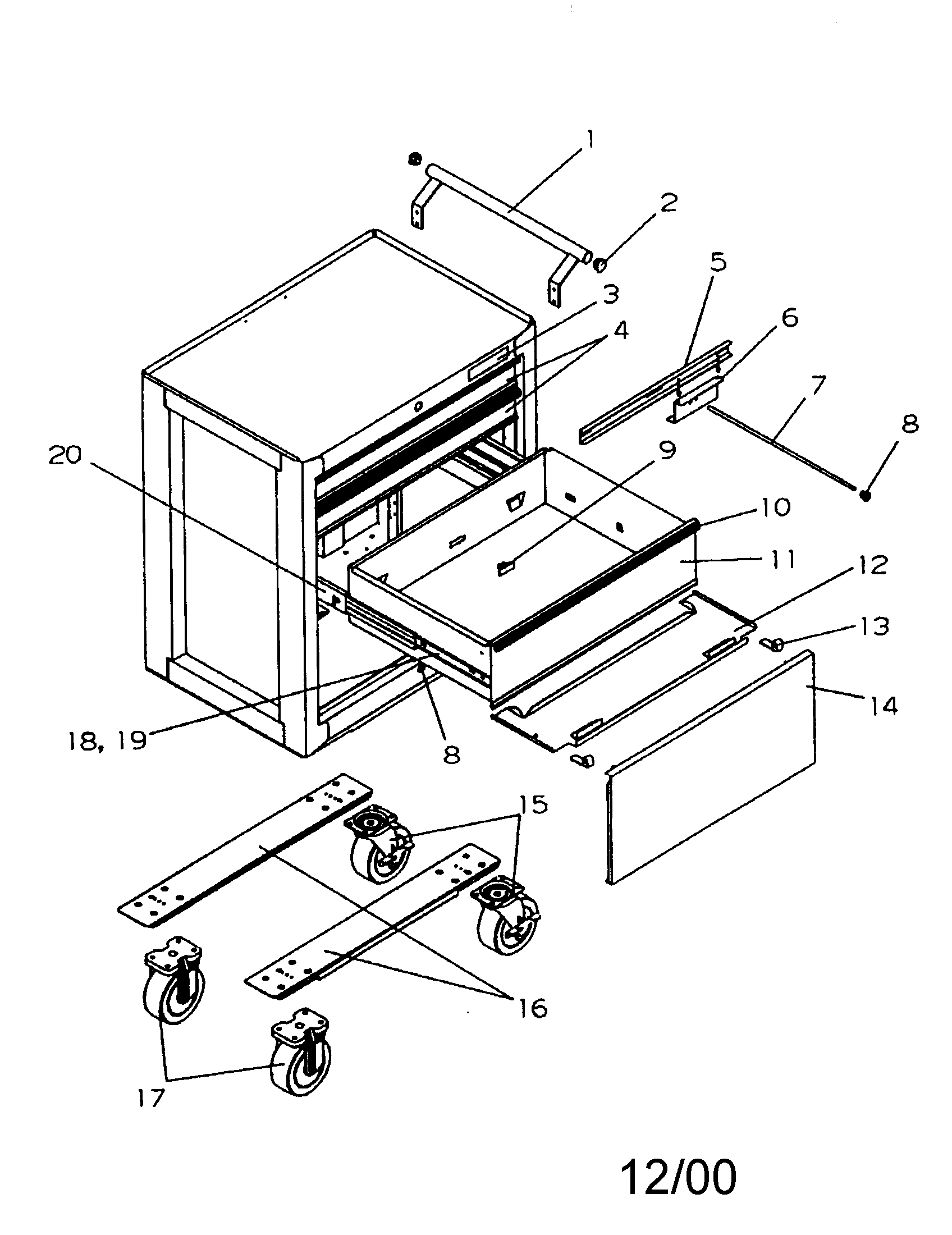 Craftsman 706623540 tool box diagram