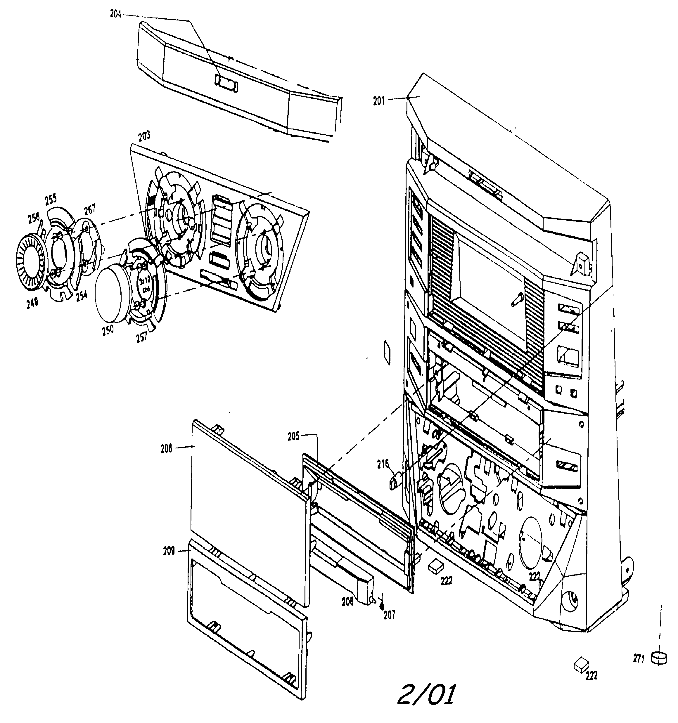Magnavox FW-R8 cabinet parts diagram