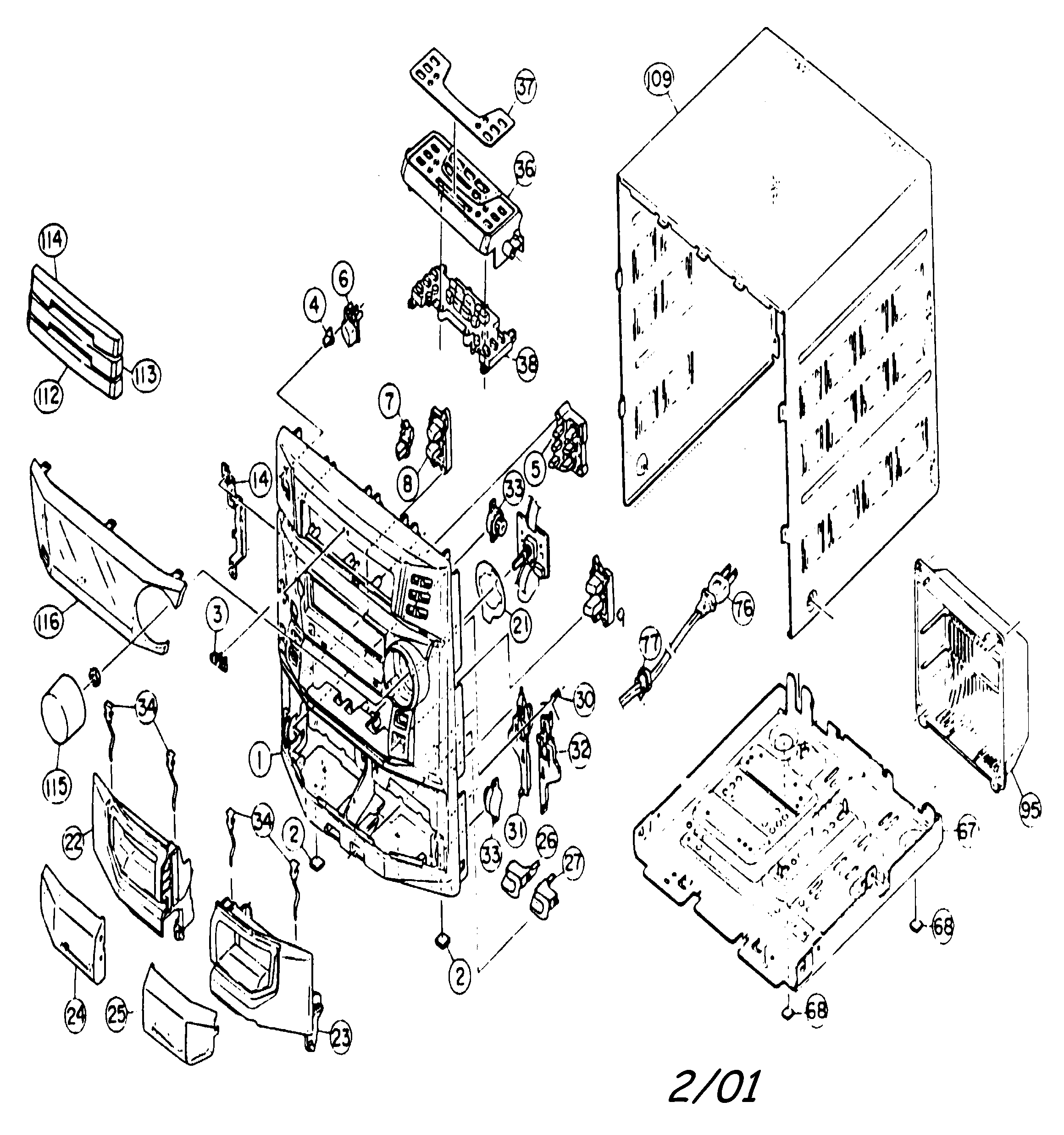 JVC MX-J800 cabinet parts diagram