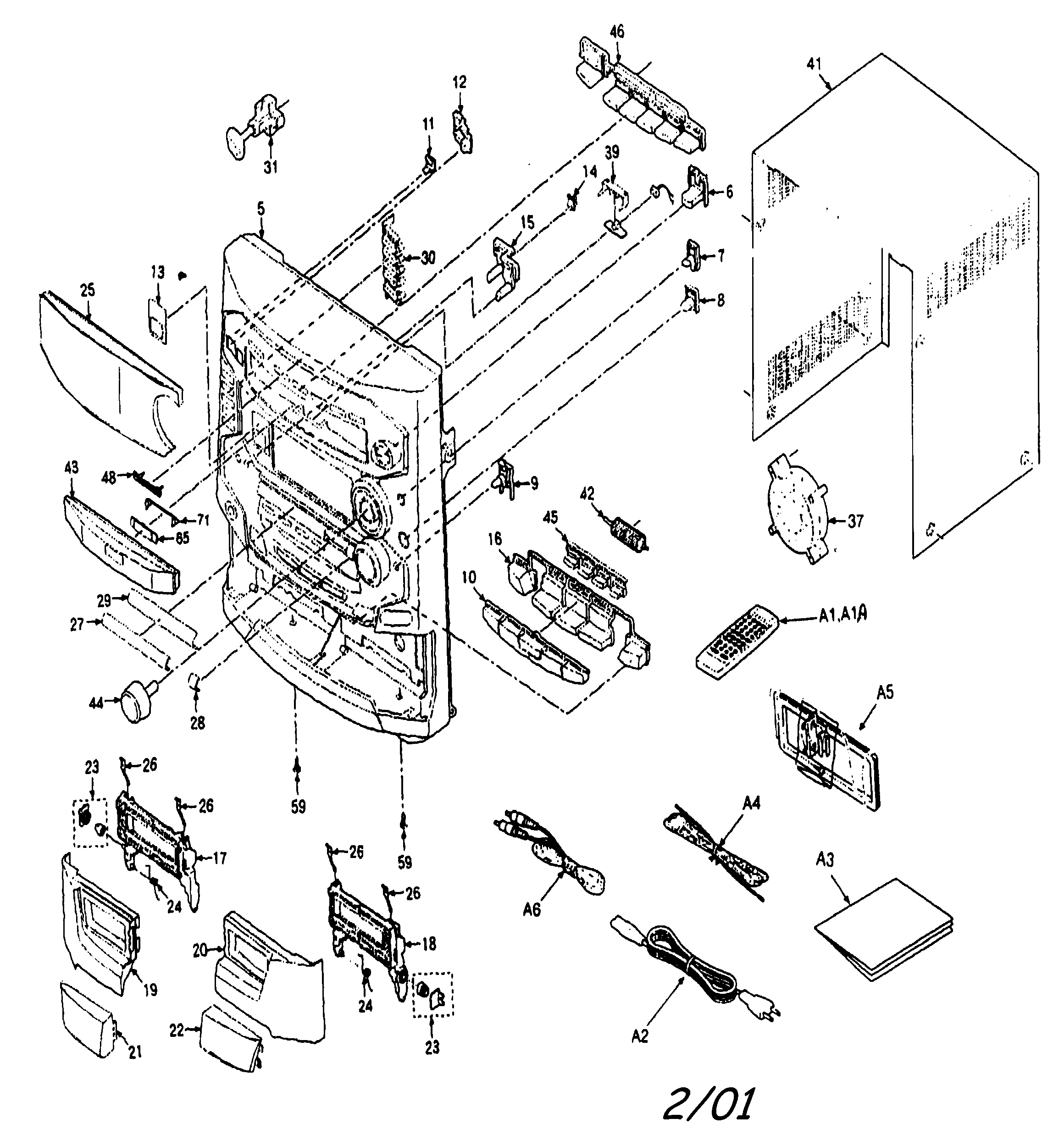 Panasonic SA-DK3 cabinet parts diagram