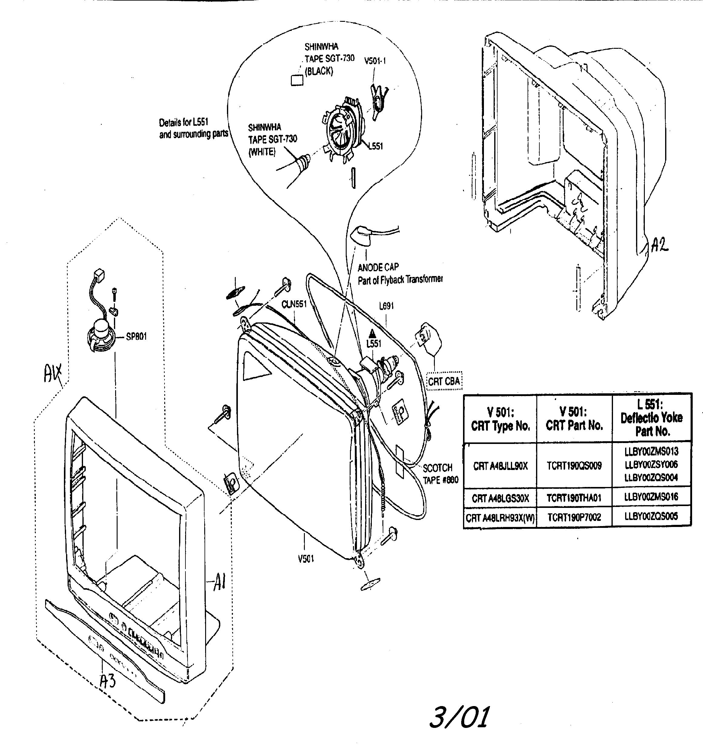 Sylvania SRT2019B cabinet parts diagram