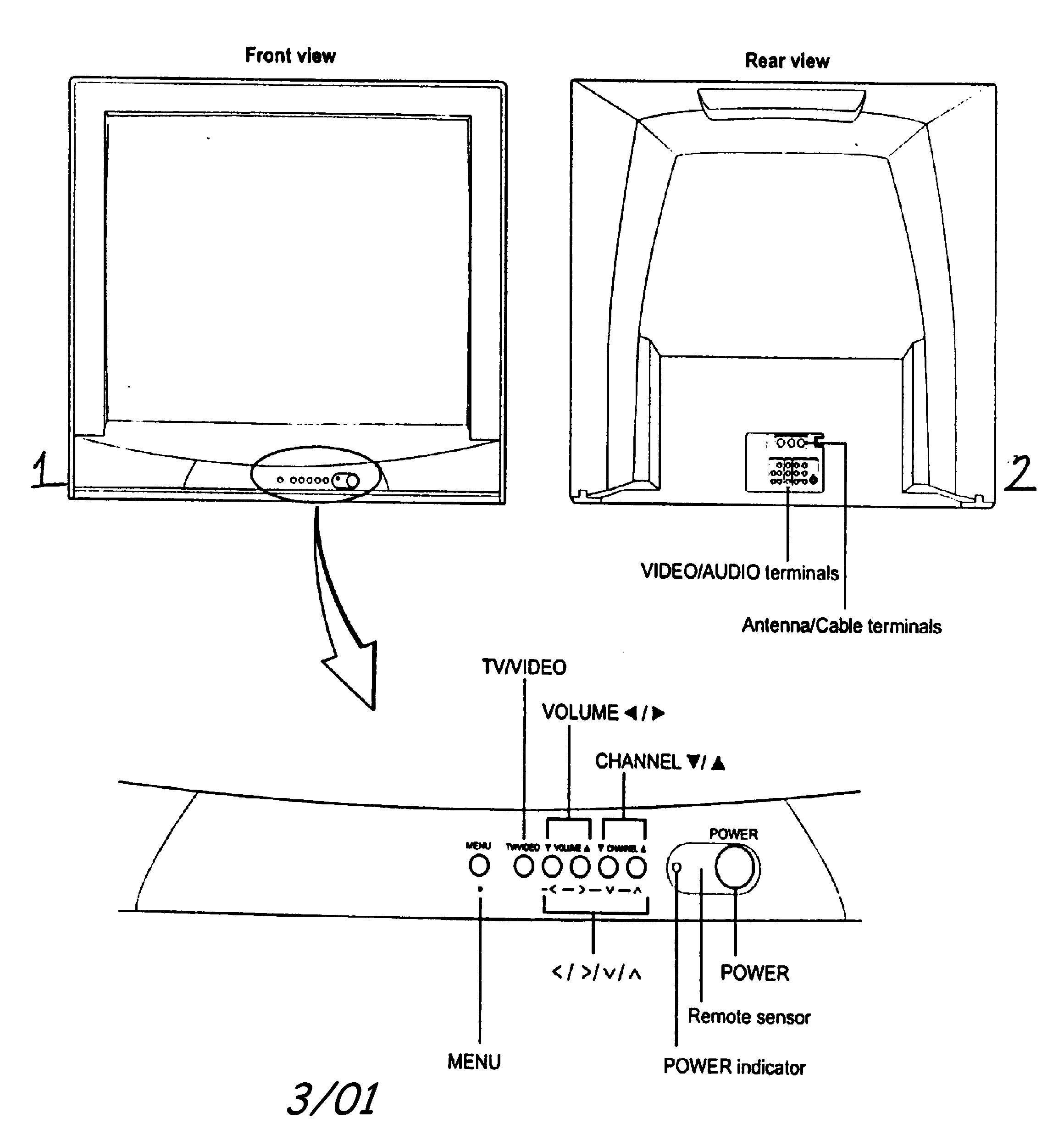 Toshiba 27A60 cabinet parts diagram