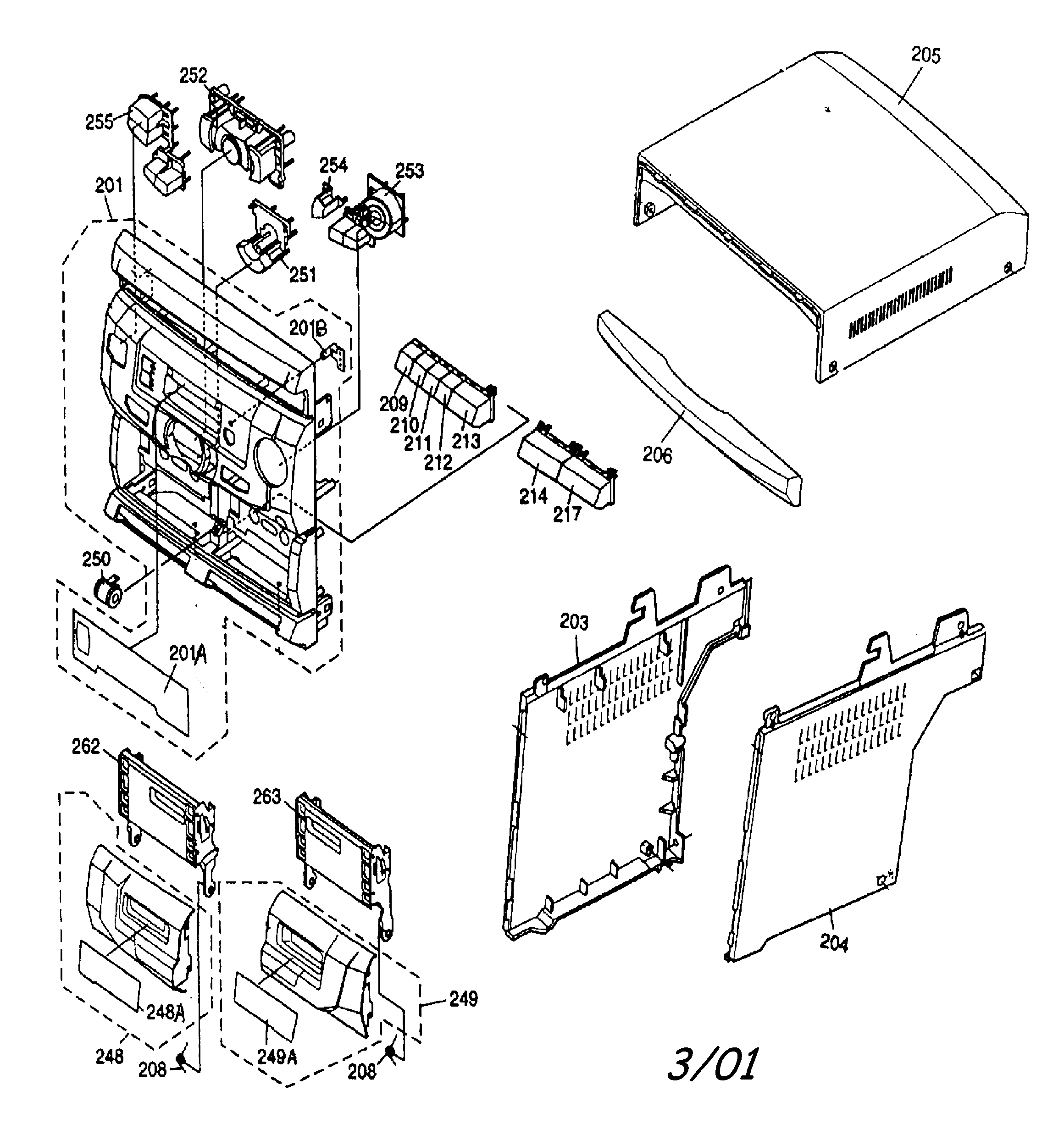 Sharp CD-C600 cabinet parts diagram