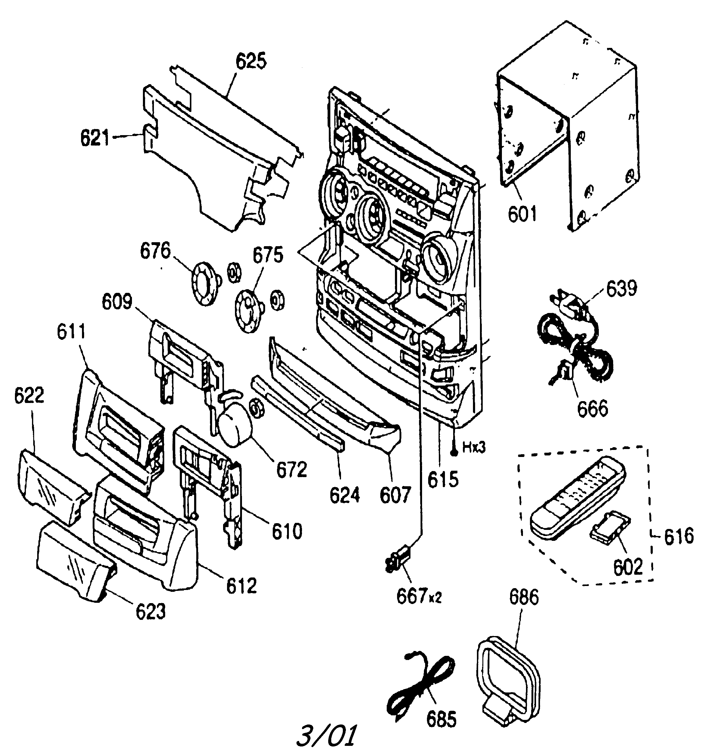 Kenwood RXD-402 cabinet parts diagram
