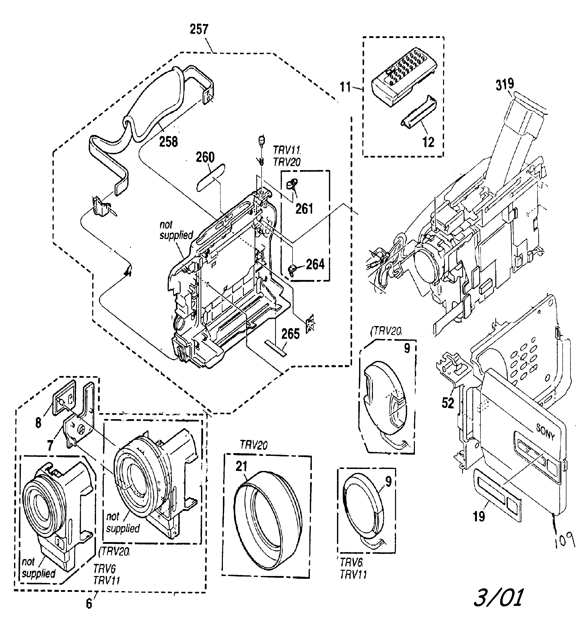 Sony DCR-TRV11 cabinet parts diagram