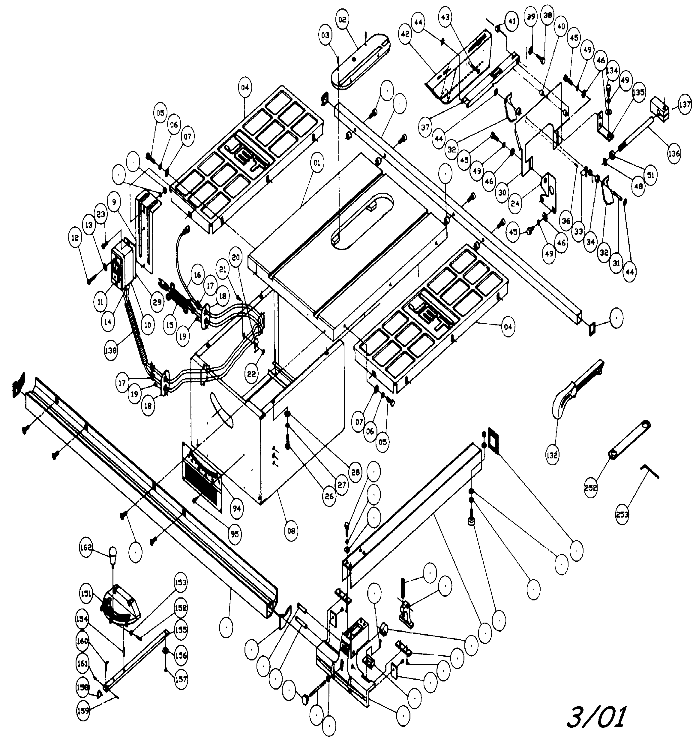 Jet JWTS10JF cabinet parts diagram