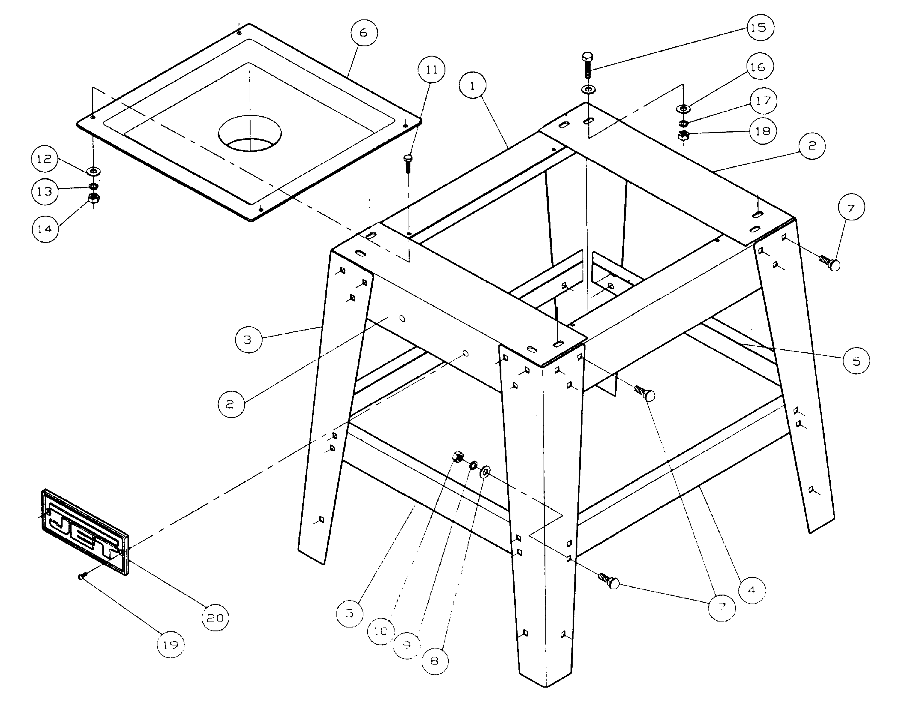 Jet JWTS10JF cabinet parts diagram
