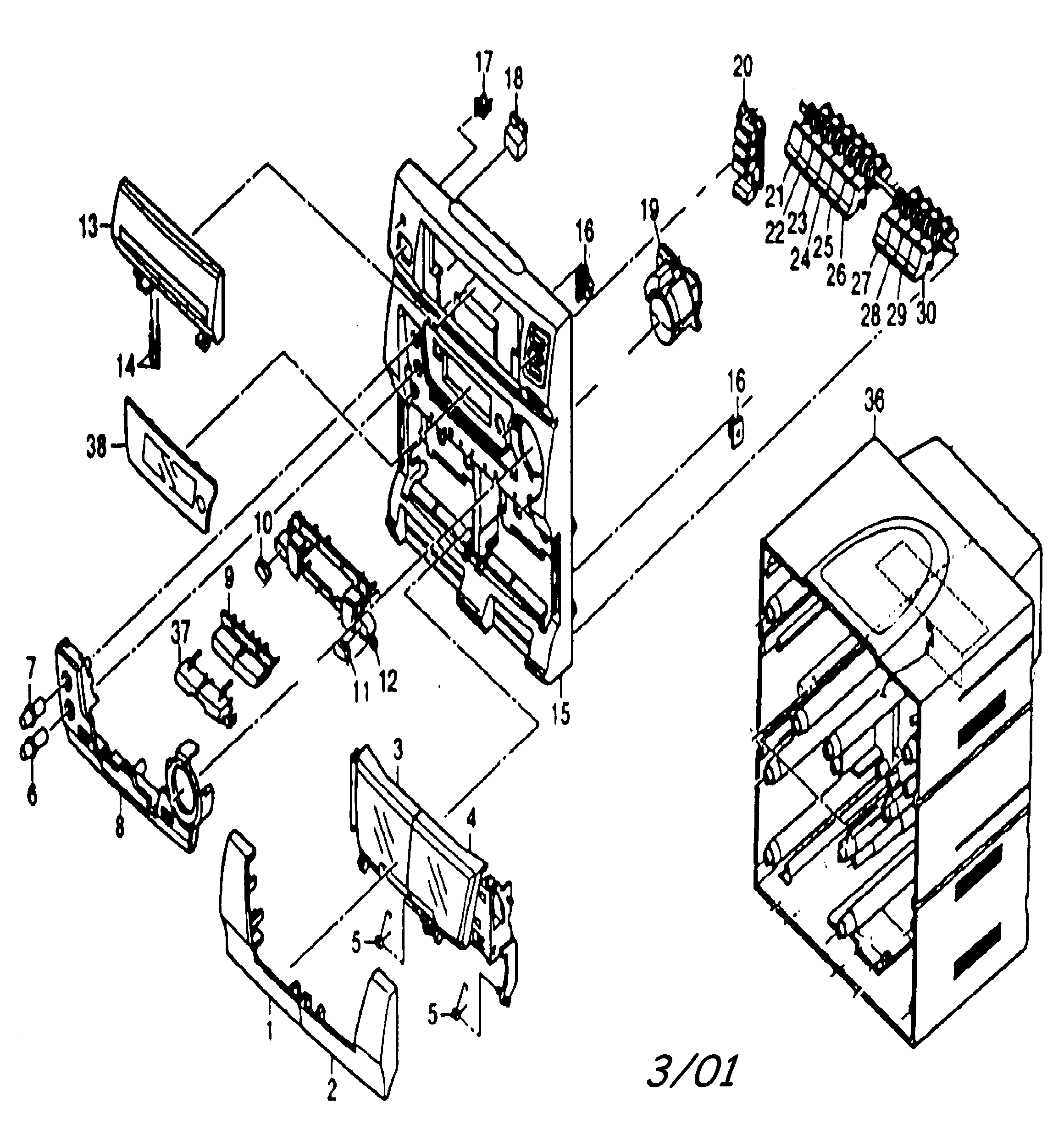 Sanyo AWM-1800 cabinet parts diagram