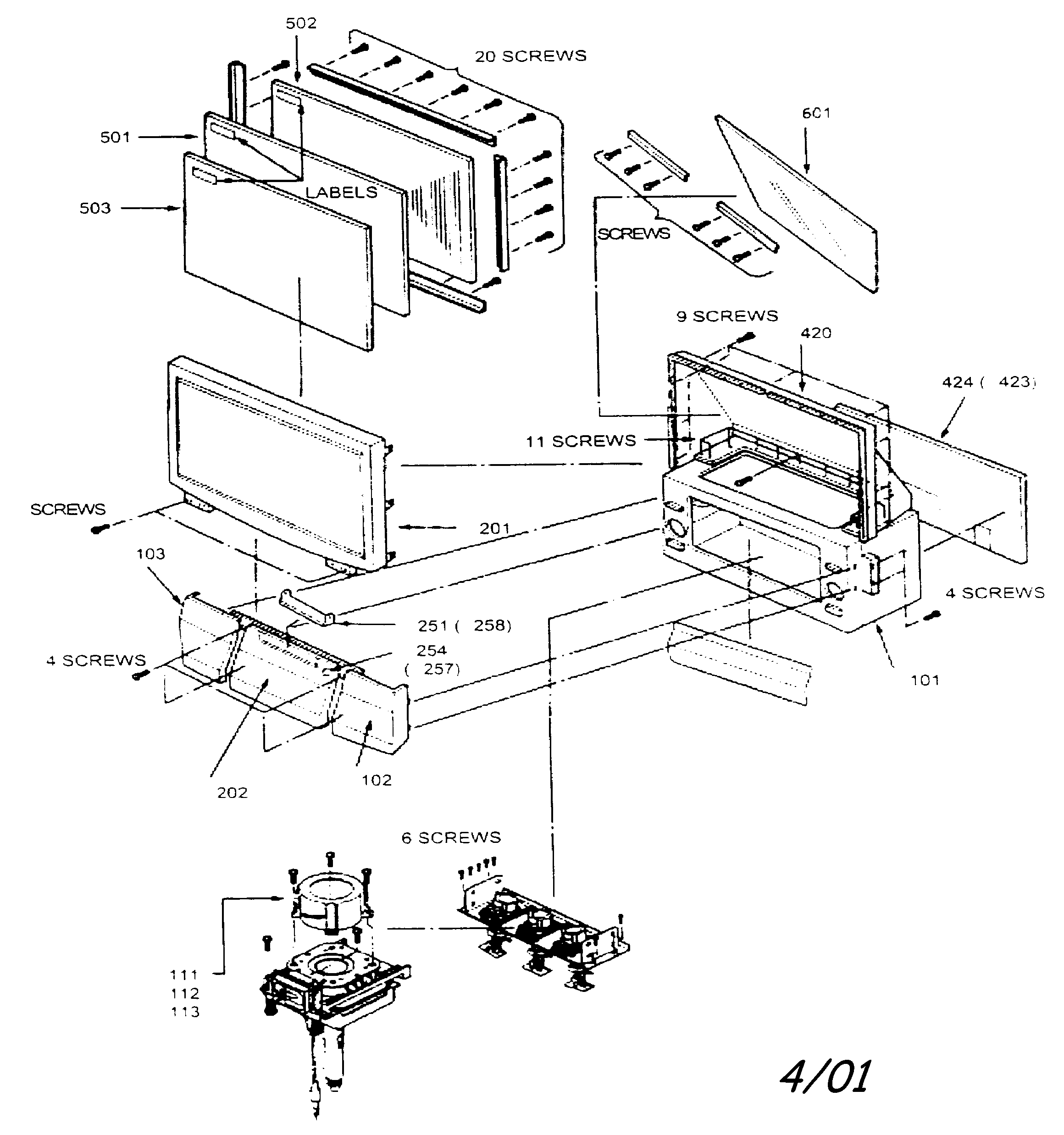 Toshiba 43H70 cabinet parts diagram
