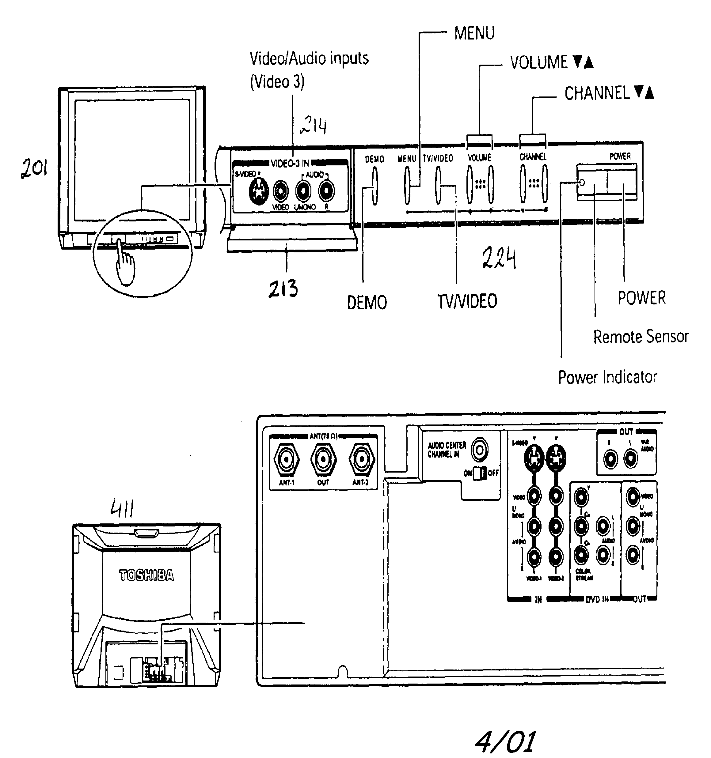 Toshiba 32AF60 cabinet parts diagram