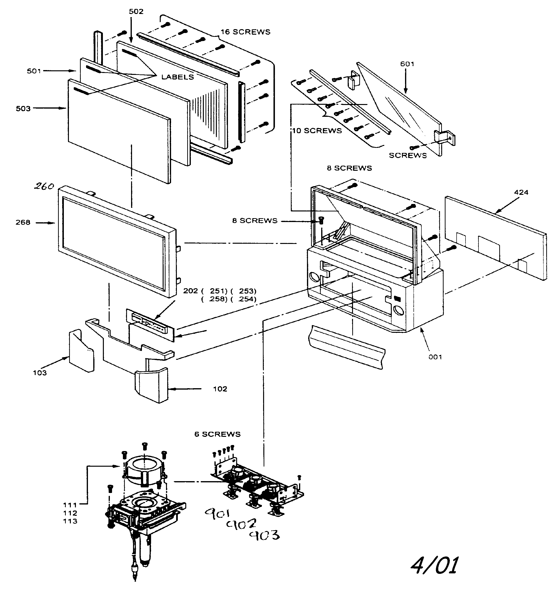 Toshiba 40H80 cabinet parts diagram