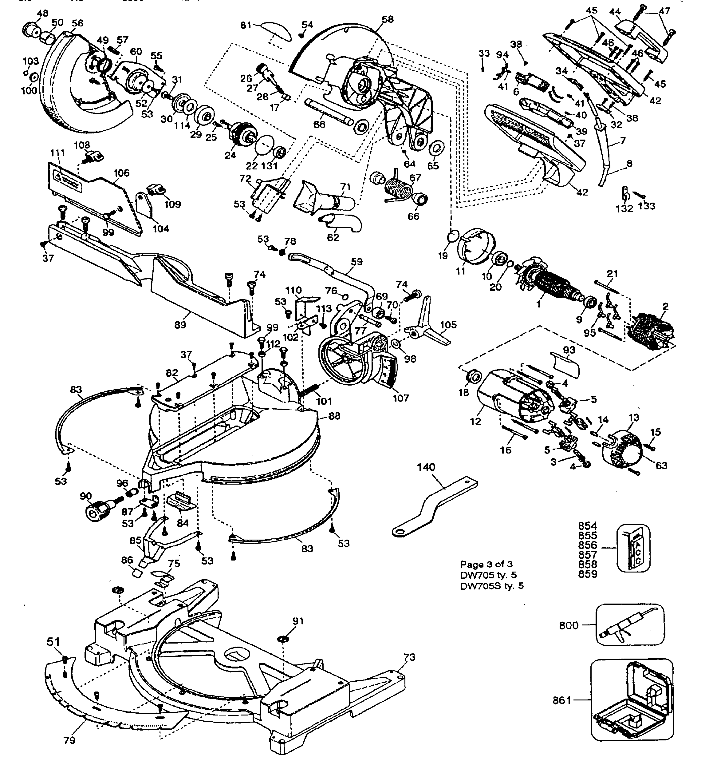 DeWalt DW705TY5 cabinet parts diagram