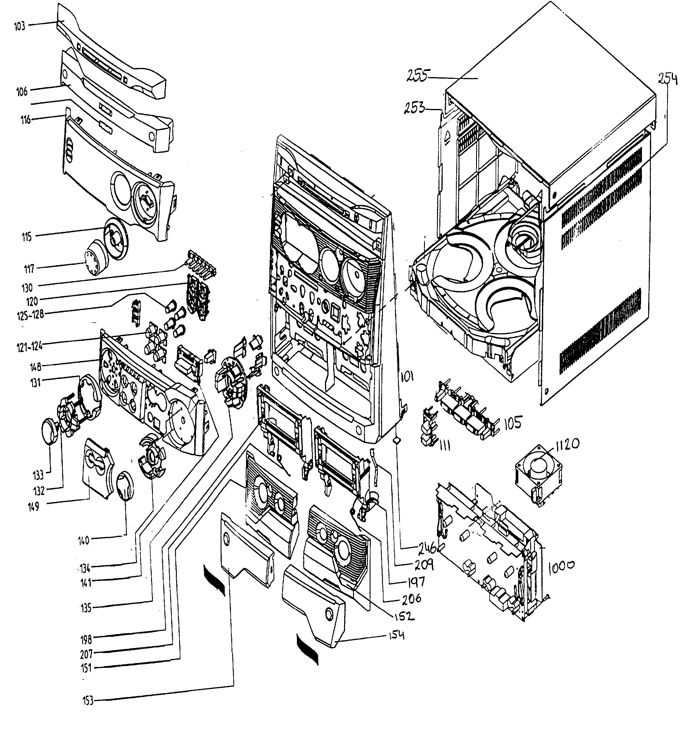 Magnavox FW-C550 cabinet parts diagram